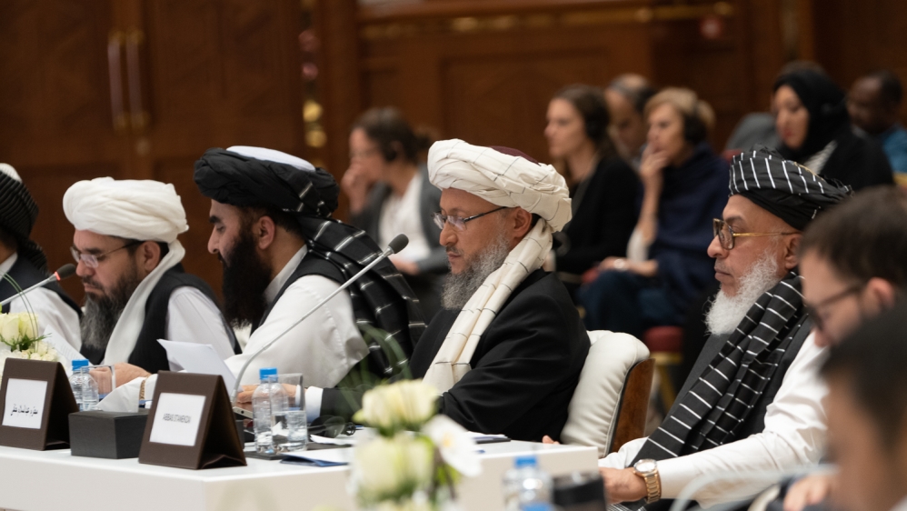 Members of the Taliban delegation at Intra-Afghan talks [Sorin Furcoi/Al Jazeera]
