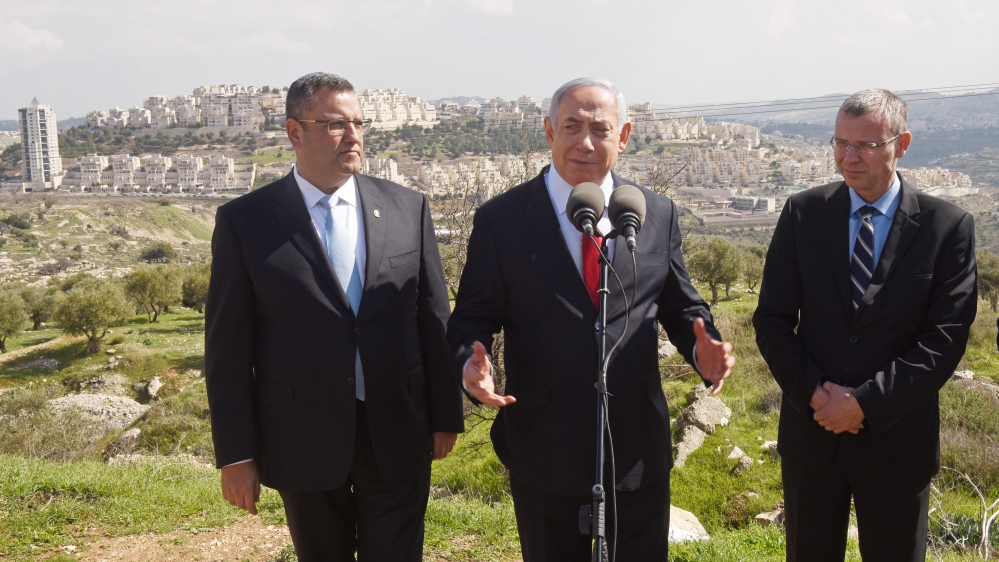 Israeli PM Netanyahu delivers statement overlooking Israeli settlement of Har Homa