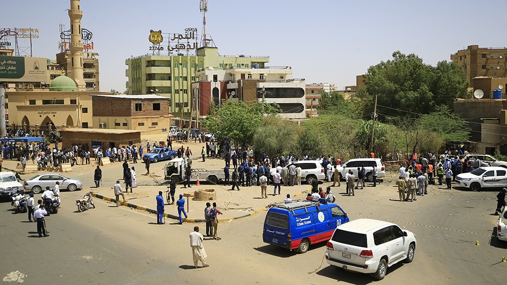A general view shows the site of an assassination attempt against Sudan's Prime Minister Abdalla Hamdok, who survived the attack with explosives unharmed, in the capital Khartoum on March 9, 2020. - A