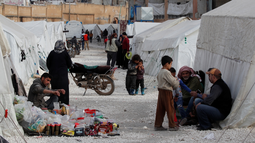 Internally displaced Syrians are seen in an IDP camp located in Idlib
