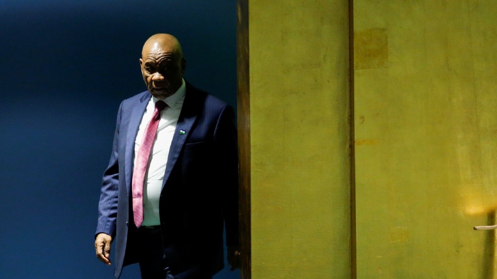 Lesotho''s Prime Minister Thomas Motsoahae Thabane arrives to address the 73rd session of the United Nations General Assembly at the U.N. headquarters in New York, U.S., September 28, 2018.