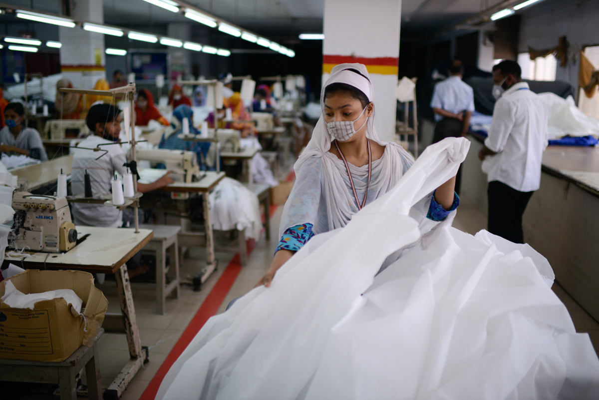 A garments worker Nafisa Akhtar making PPE on in Dhaka said, I came from a village and have to support my old mother so during this corona pandemic government issue general holiday so i was thinking t