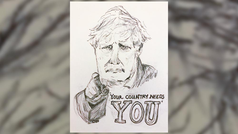 Boris Johnson sketch [Courtesy of Christine Schwobel-Patel]- DO NOT USE