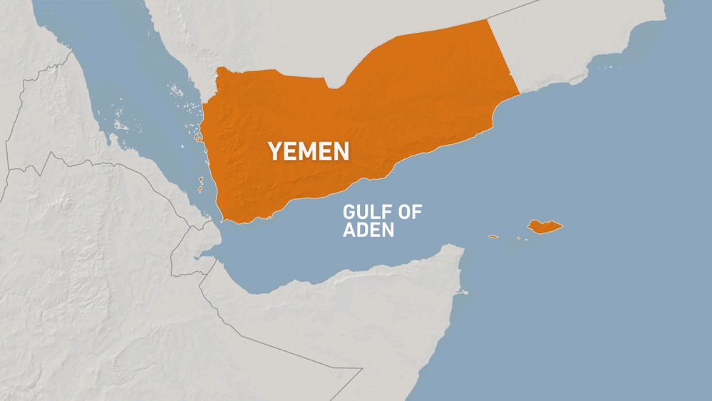 Map of Yemen and Gulf of Aden.