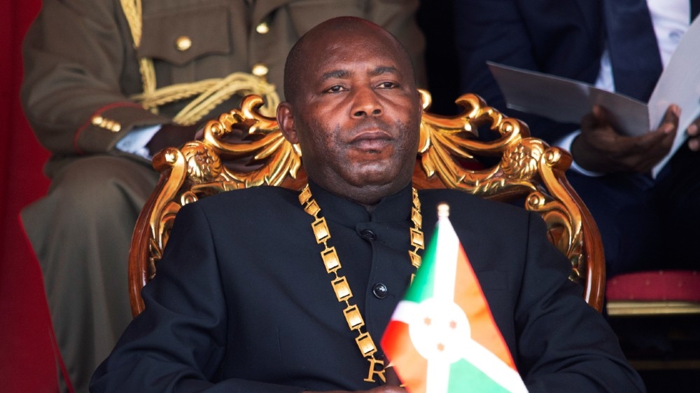 Burundi''s President elect Evariste Ndayishimiye attends his inauguration ceremony following the sudden death of his predecessor Pierre Nkurunziza, amid the growing threat of the coronavirus