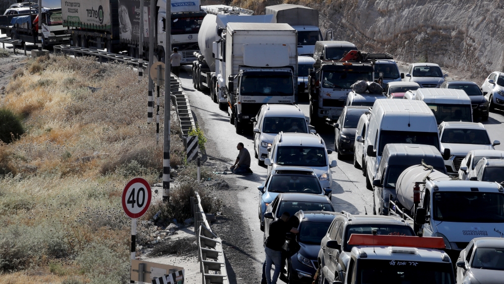 Scene of a Palestinian ramming attack at an Israeli military checkpoint near the town of Abu Dis