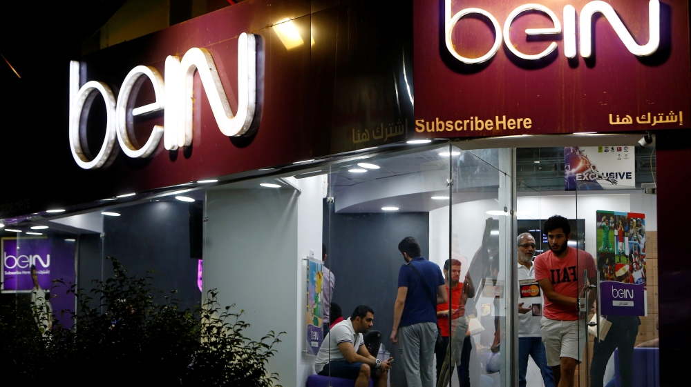 Egyptian clients wait at one of the outlets of Qatari-funded beIN Sports channel in Cairo