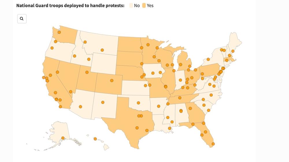 George Floyd protests map