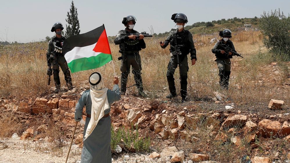 Palestinians protest against Israel''s plan to annex parts of the occupied West Bank