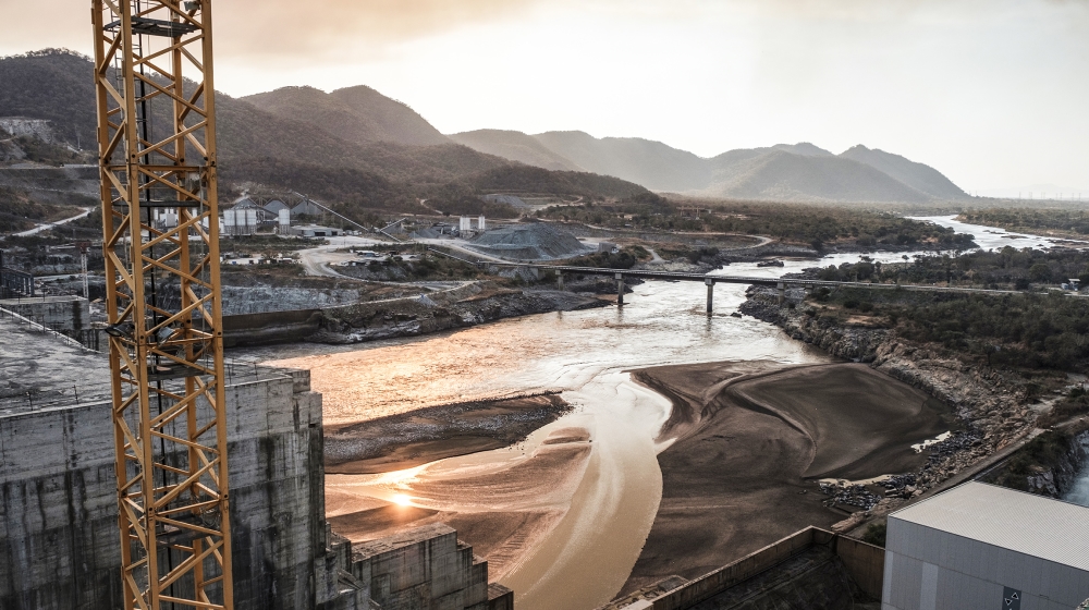 FILES) In this file photo taken on December 26, 2019, a general view of the Blue Nile river as it passes through the Grand Ethiopian Renaissance Dam (GERD), near Guba in Ethiopia. As Egypt, Ethiopia a