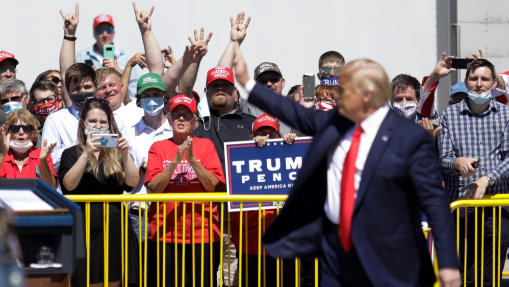 U.S. President Trump arrives at Minneapolis-Saint Paul International Airport in Minneapolis, Minnesota