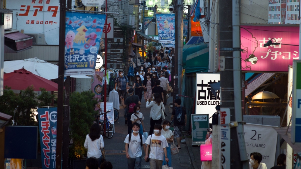 Busy shopping street in Japan.