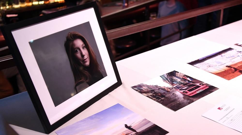 A silent auction with Kim Wall''s photographs on display at the inaugural grant ceremony for The Kim Wall Memorial Fund at Superfine on March 23, 2018 in New York City. Kim Wall, an award-winning journ