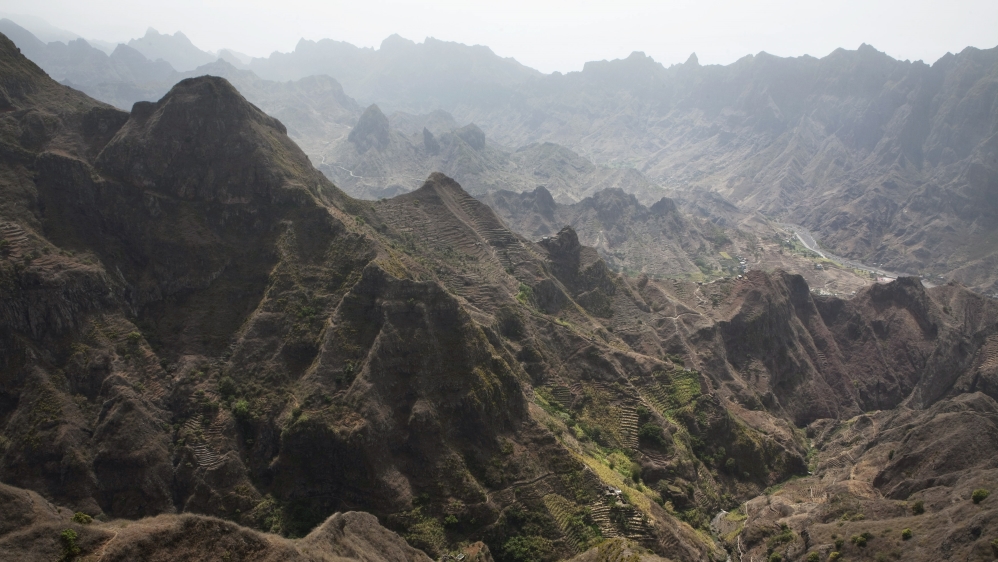 General view of mountains on the island of Santo Antao in Cape Verde
