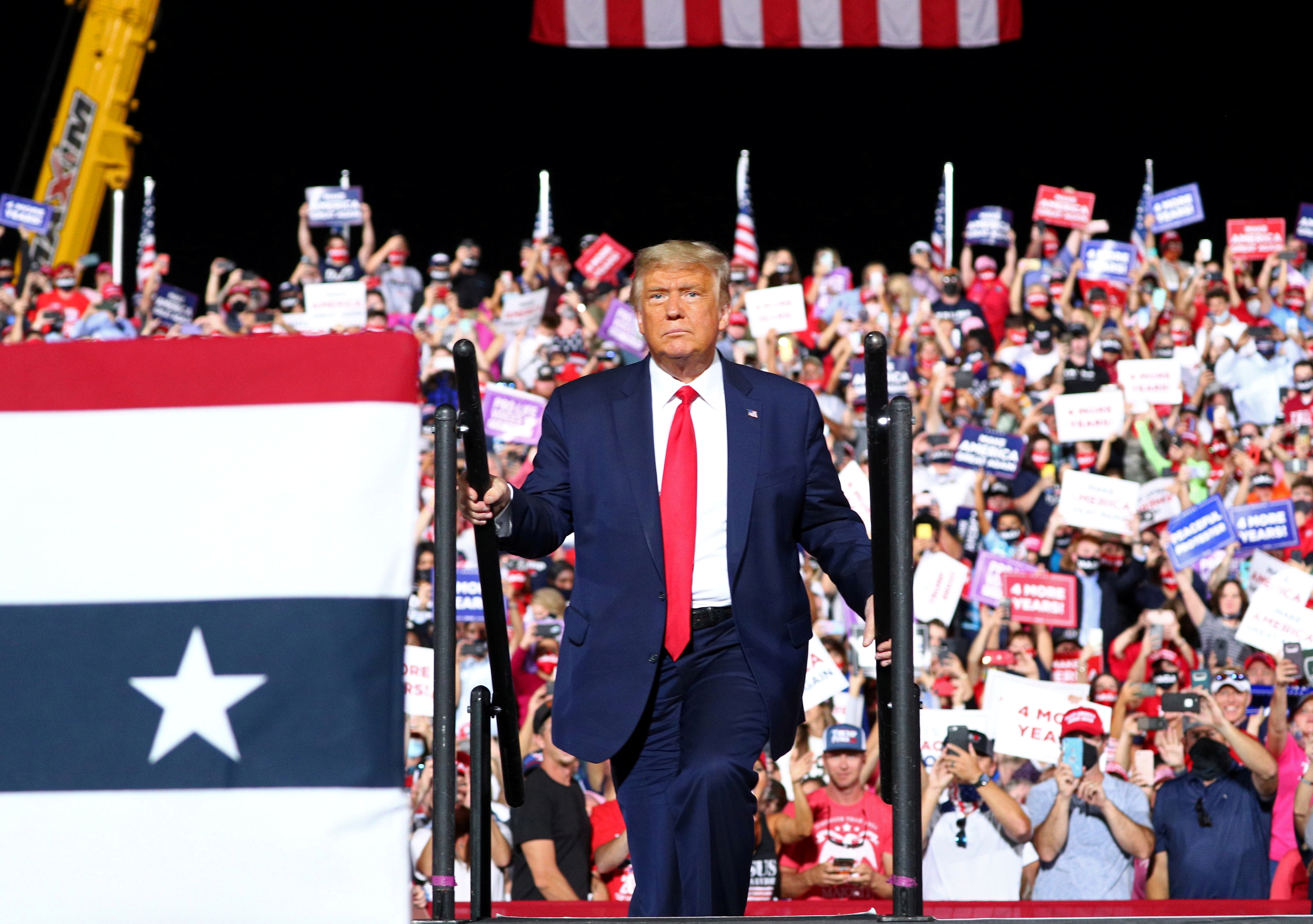 President Donald Trump at a campaign rally in North Carolina [Tom Brenner/Reuters]