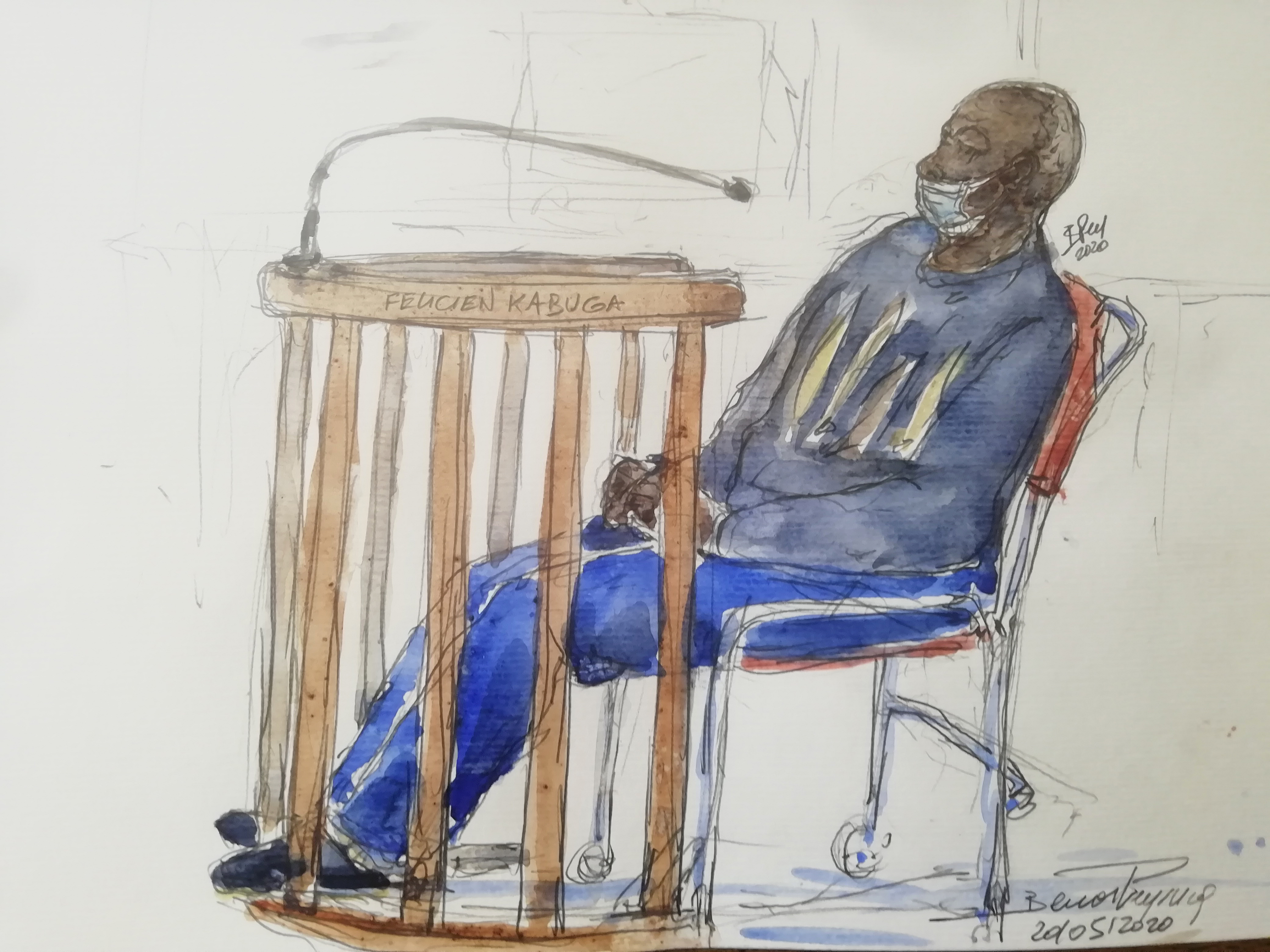 Courtroom sketch of Felicien Kabuga