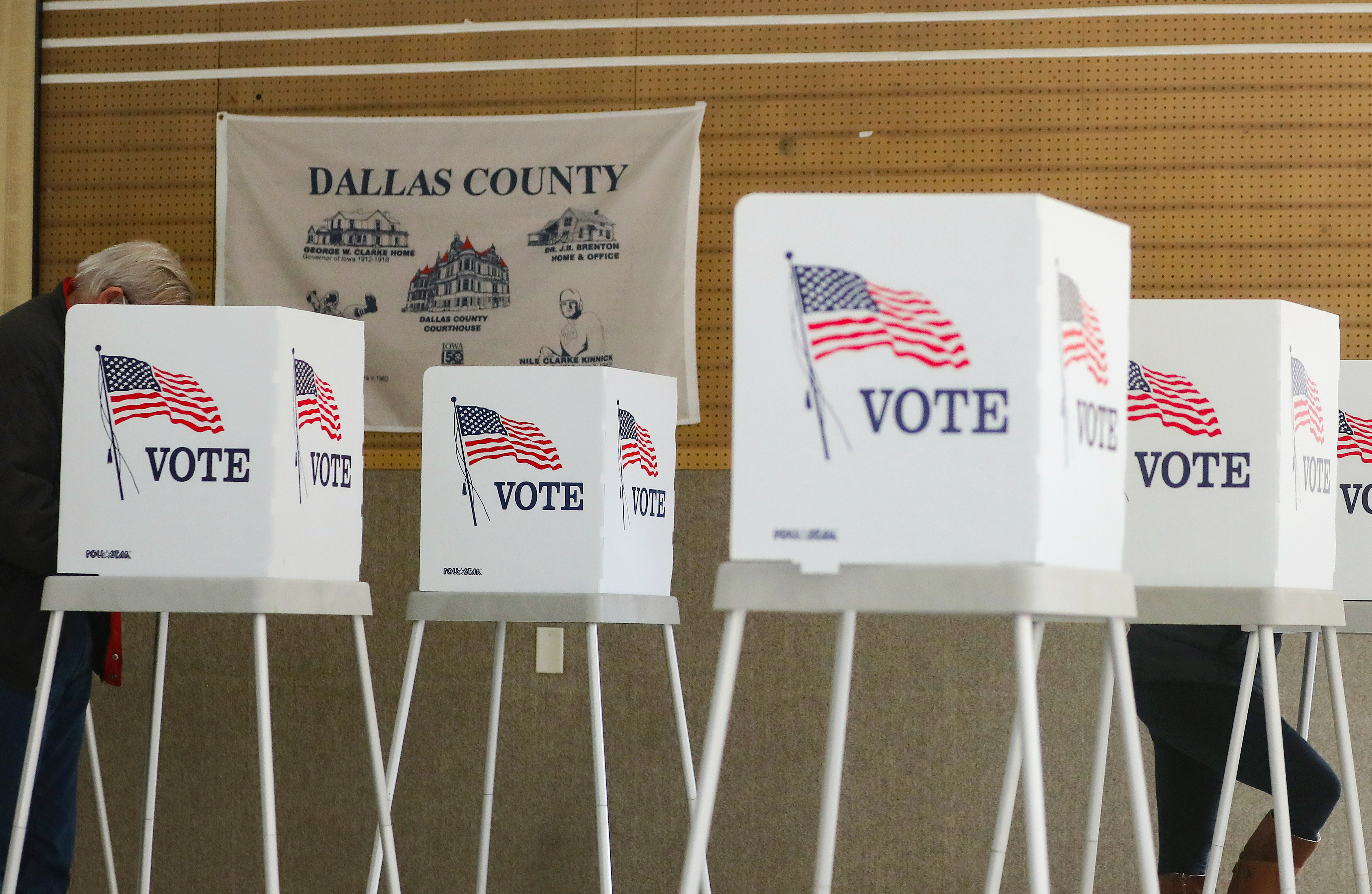 voting booths set up in a room