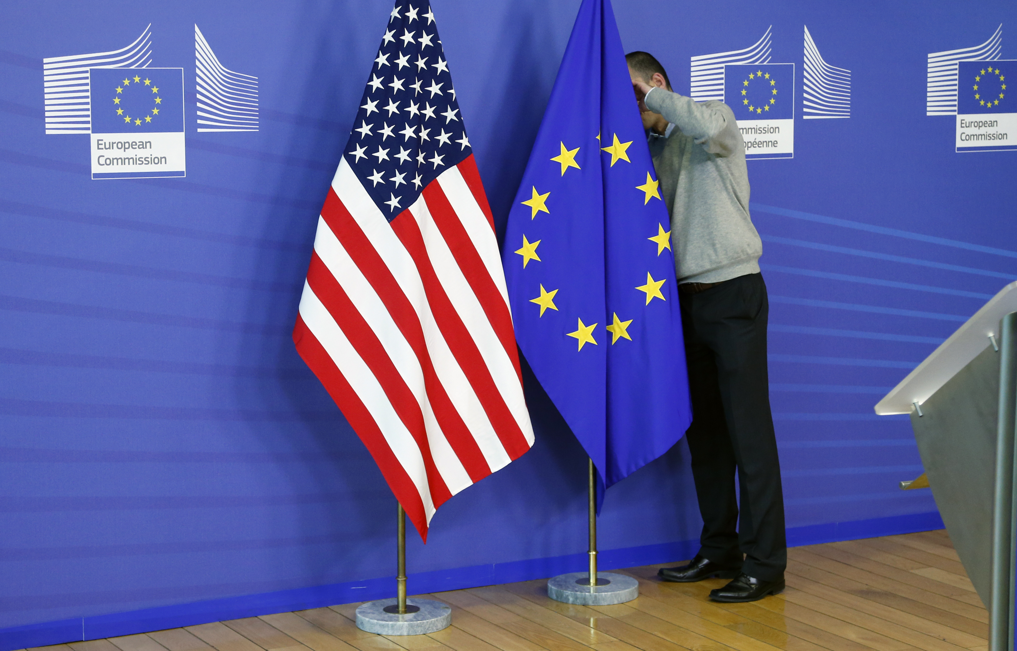 US, EU flags