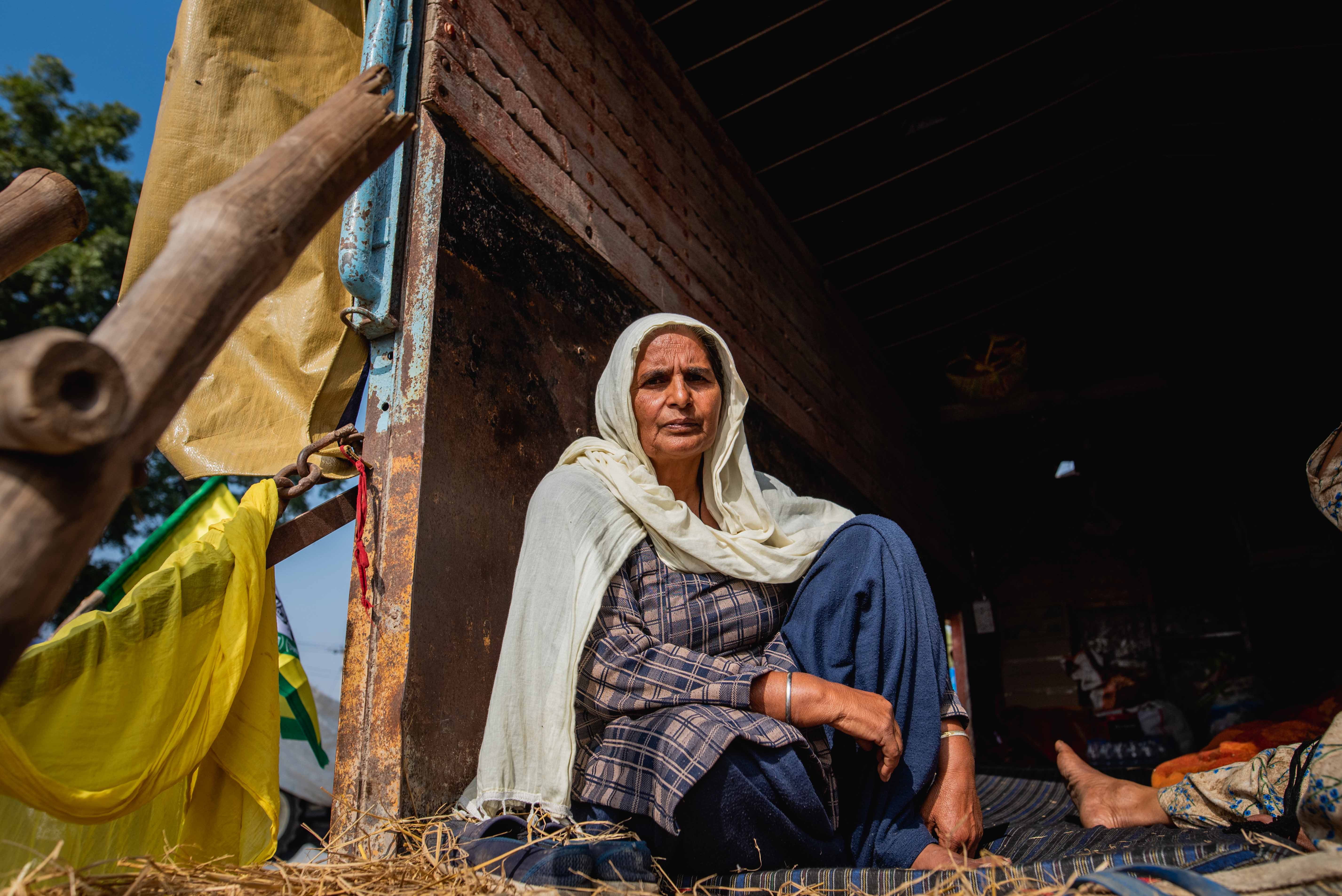 Baljit Kaur, 50, is one of the farmers who have come to Delhi to protest against India's new agriculture laws [Akshay Kapoor/Al Jazeera]