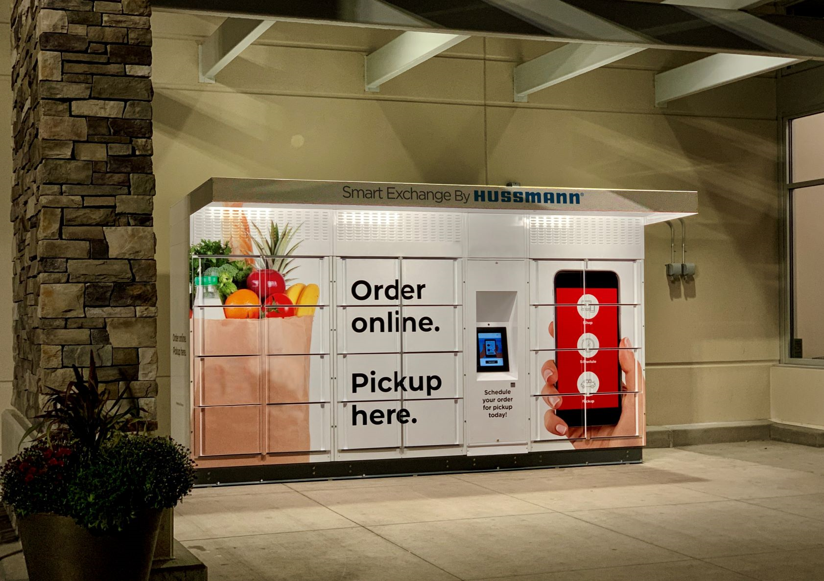 Hussman's new food lockers offer socially distant pick-up options for take-out food and groceries [Courtesy: Panasonic]
