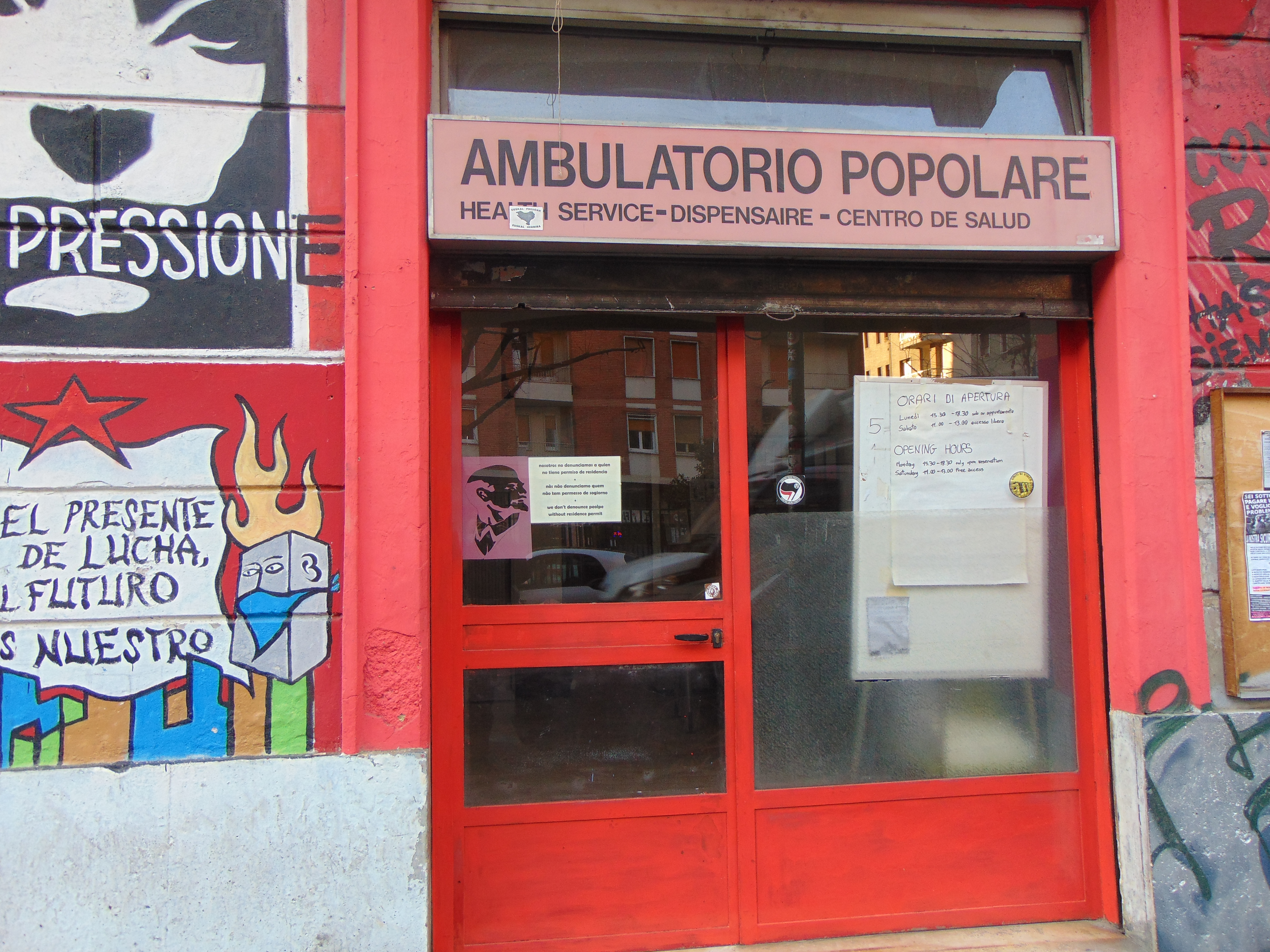 The free clinic, housed in a squatted building, has been operating for 25 years [Giorgio Ghiglione/Al Jazeera]