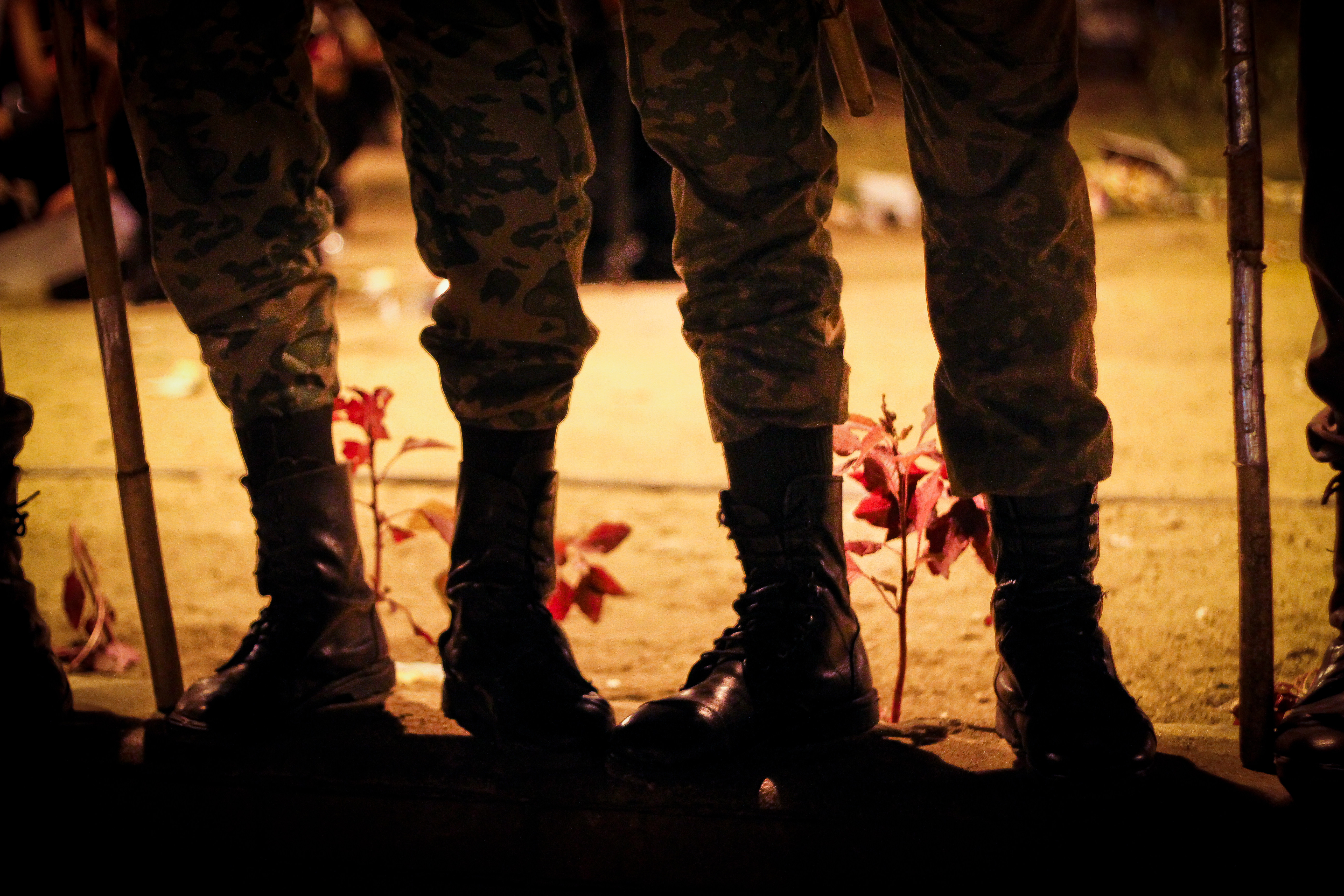 Soldier's stand in Cairo's Tahrir Square in August 2011, months after mass protests helped oust Hosni Mubarak from power during the Arab Spring [Mosa'ab Elshamy]