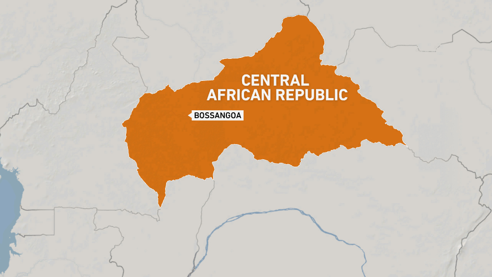 Map of Bossangoa in Central African Republic.