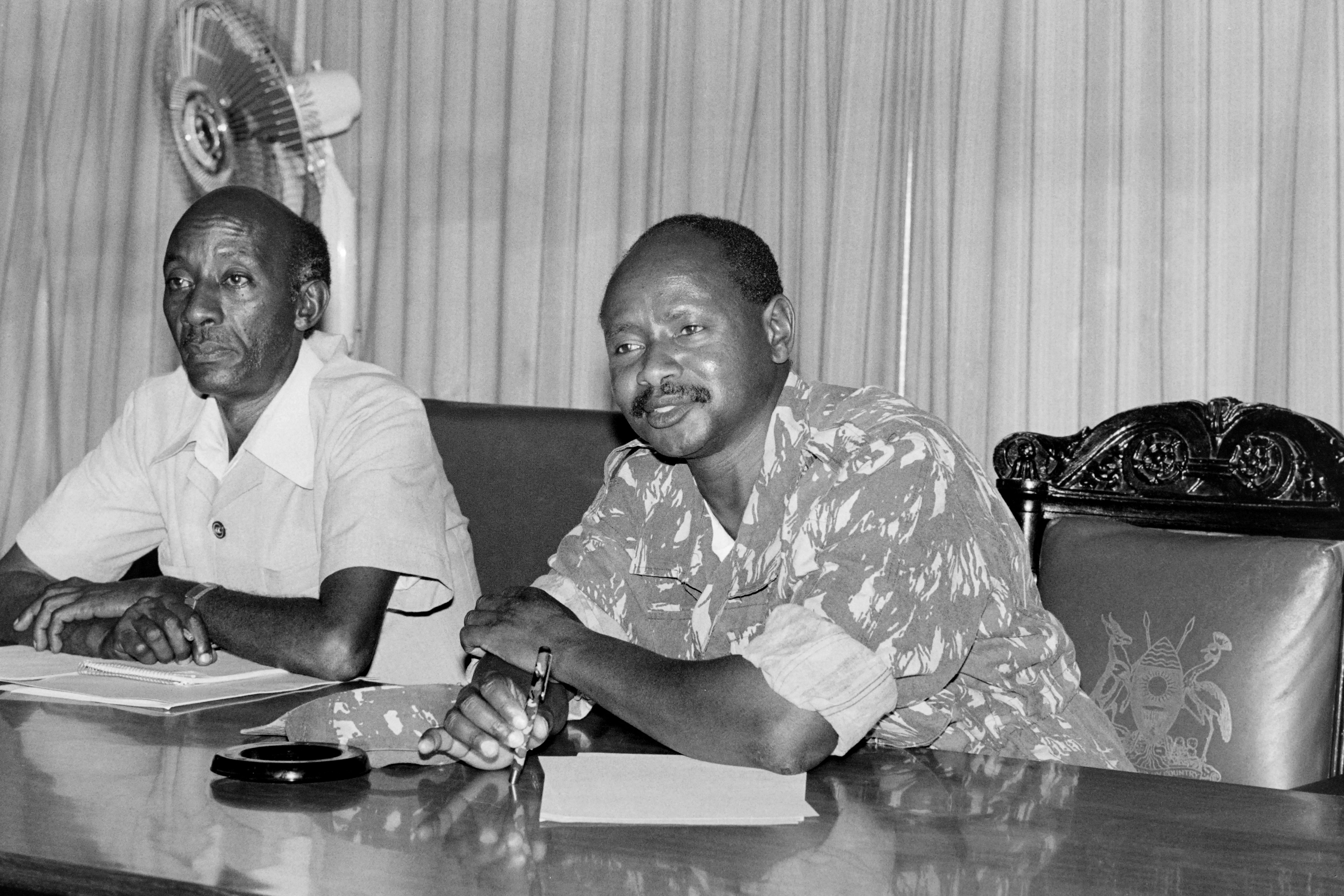 National Resistance Army (NRA) leader Yoweri Museveni during his first cabinet meeting after being sworn in as president of Uganda