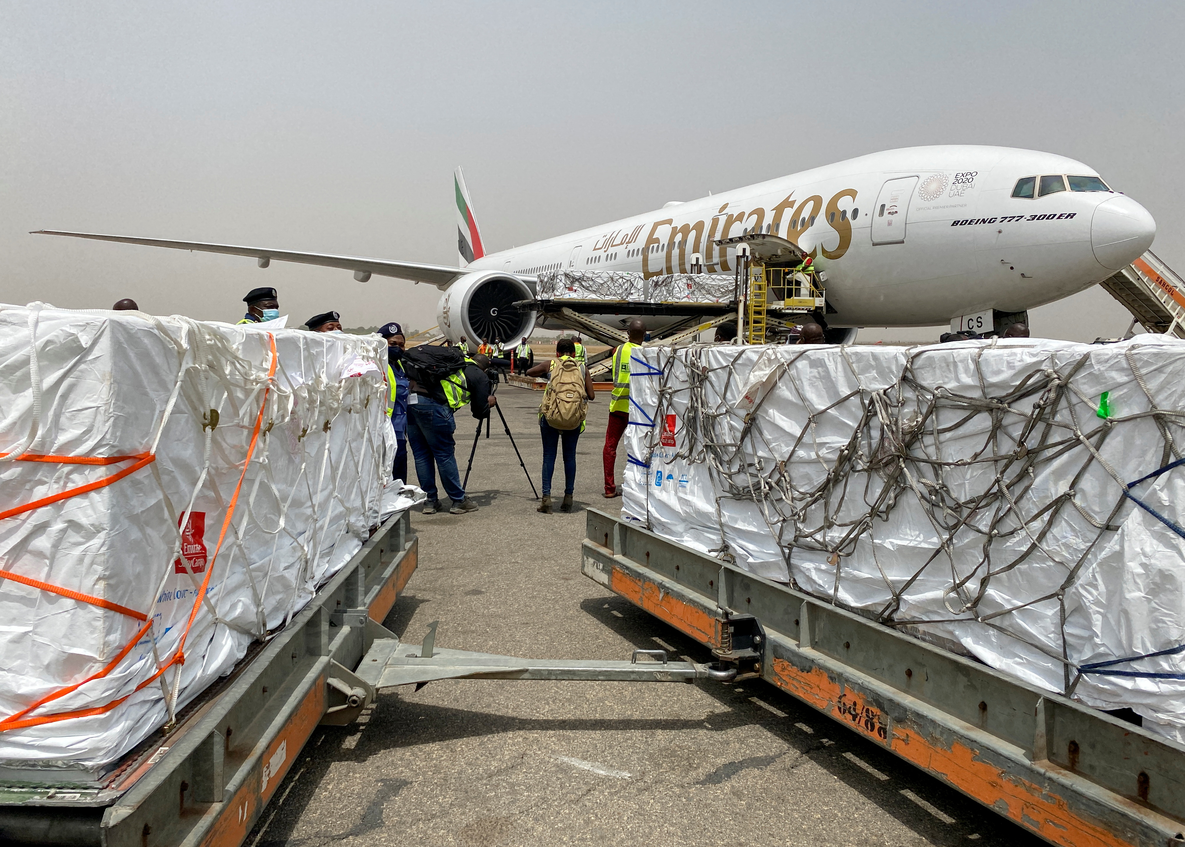 An Emirates plane at the international airport of Abuja,