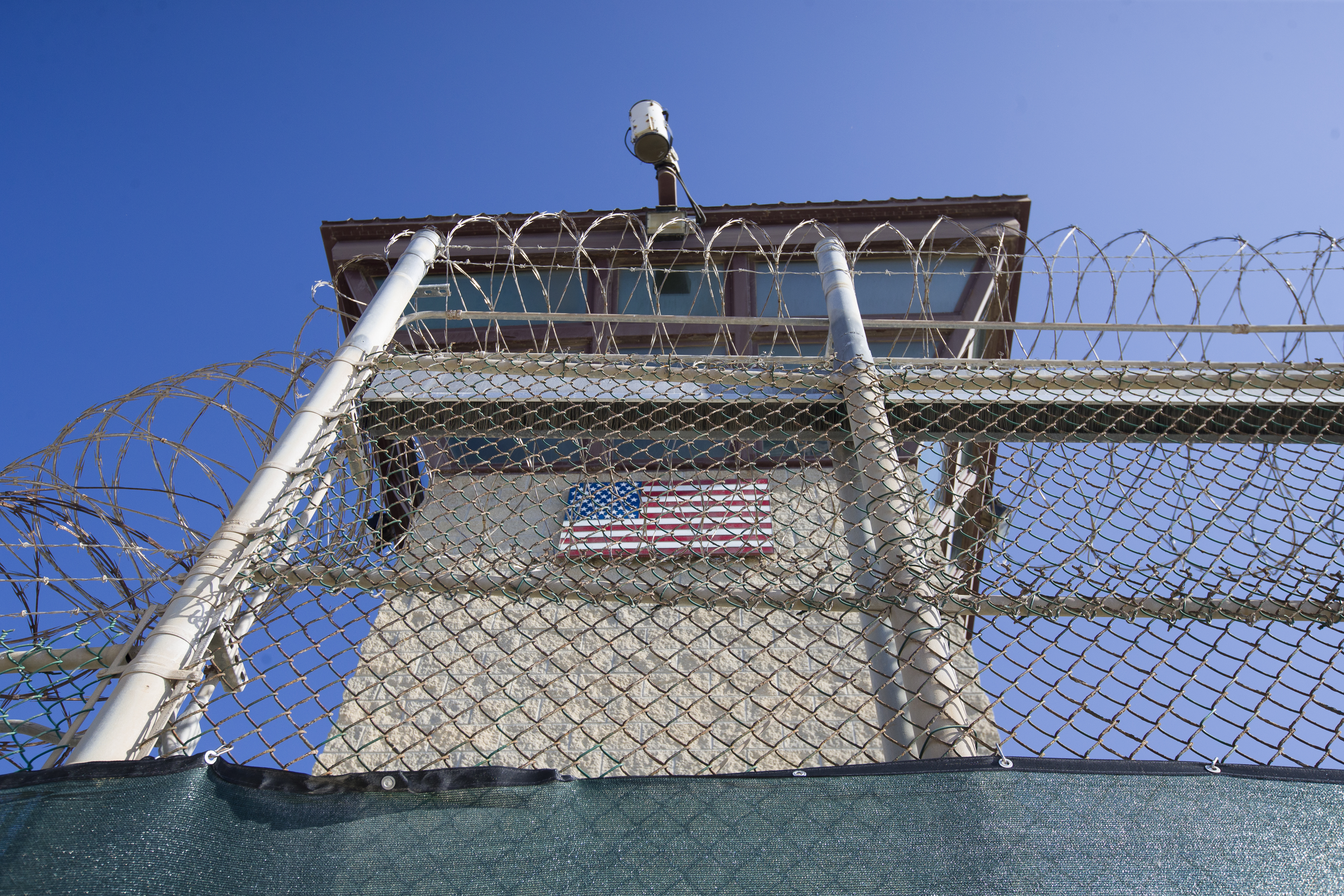 The control tower of Camp VI detention facility is seen on April 17, 2019, in Guantanamo Bay Naval Base, Cuba [Alex Brandon/AP Photo]