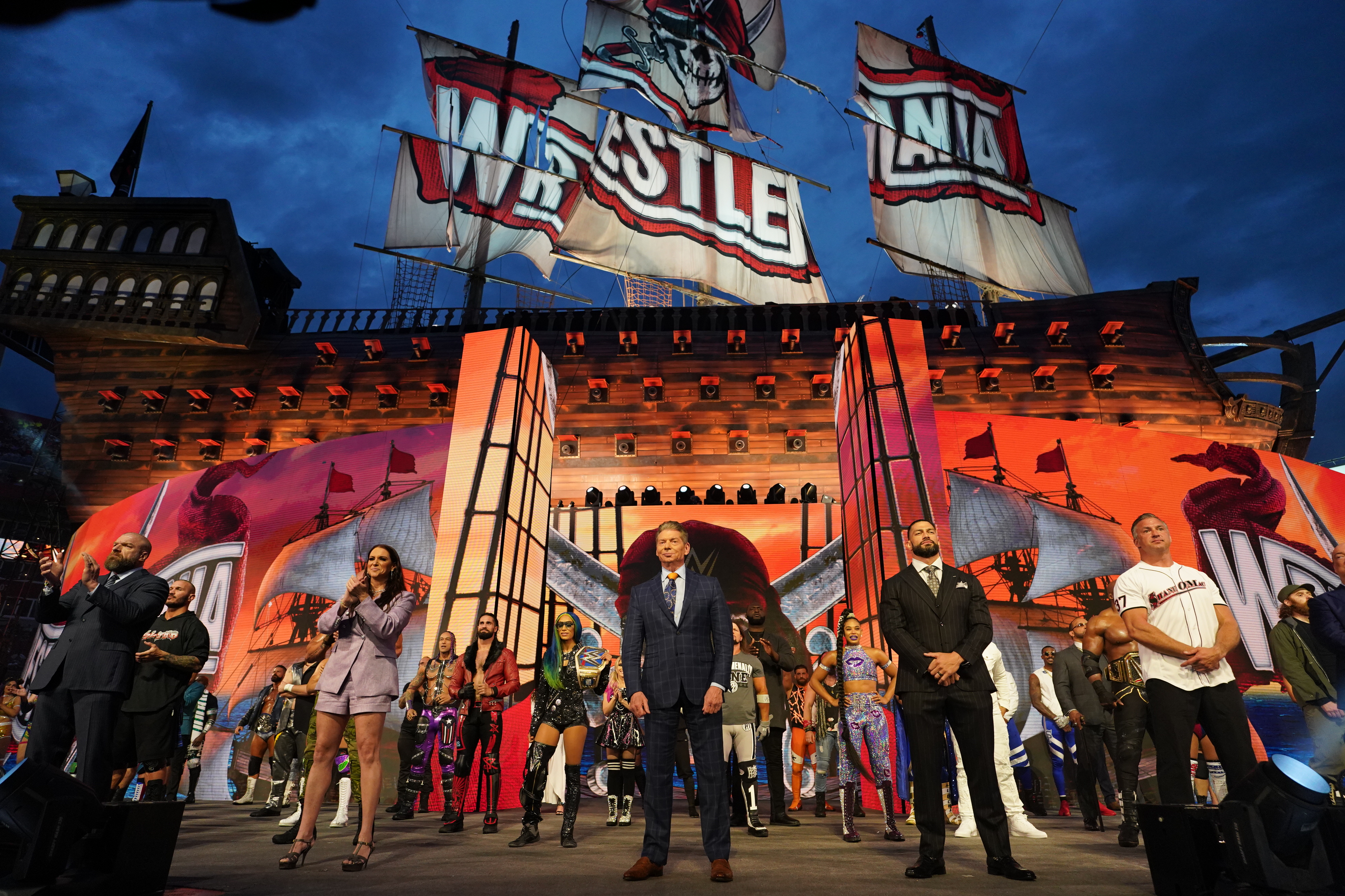 WWE chairman Vince McMahon opens WrestleMania 37 alongside WWE superstars in Tampa, Florida on Saturday [Handout/WWE]