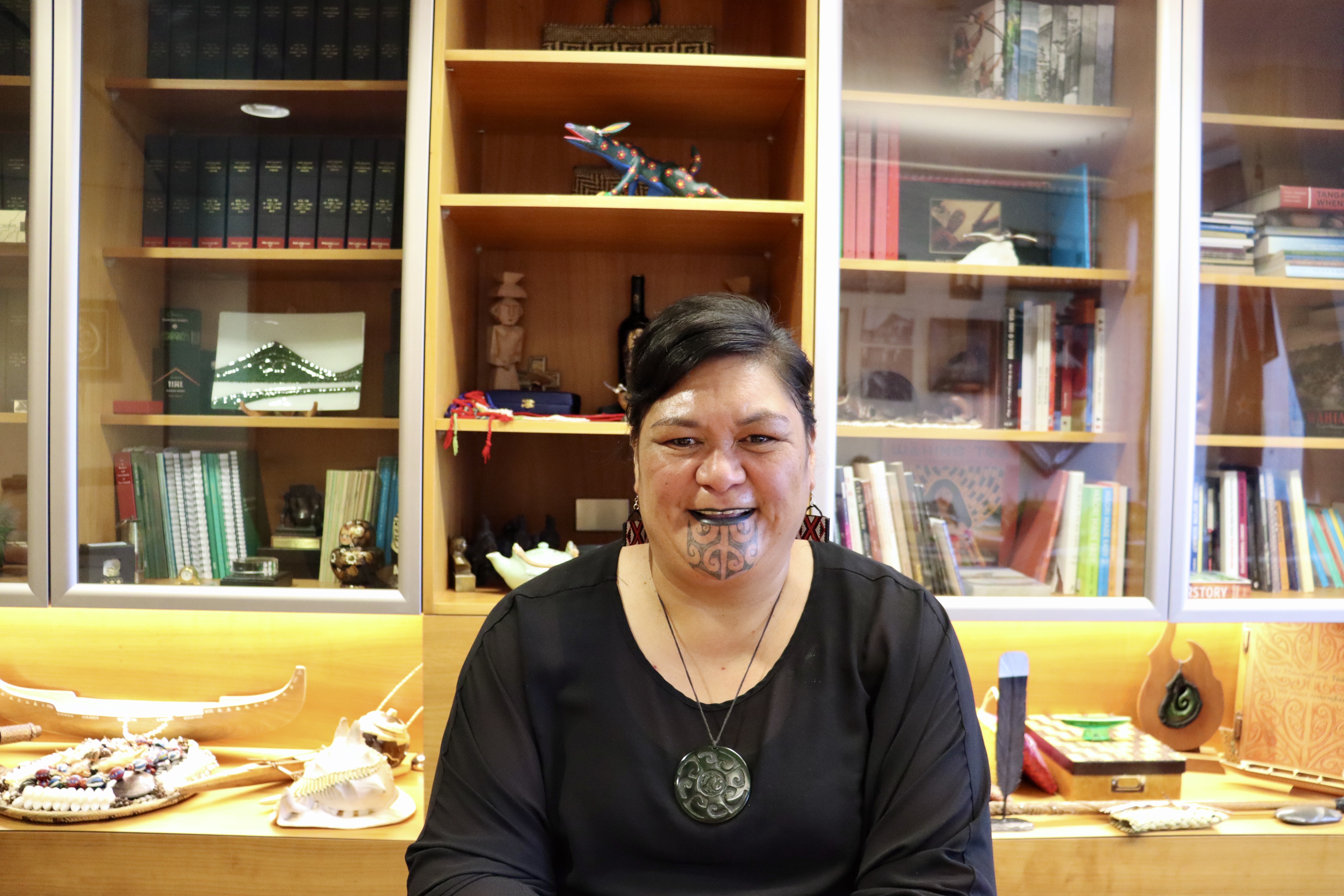 Mahuta was the first woman to display a moko kauae (sacred facial tattoo) in Parliament [Sasha Borissenko/Al Jazeera]