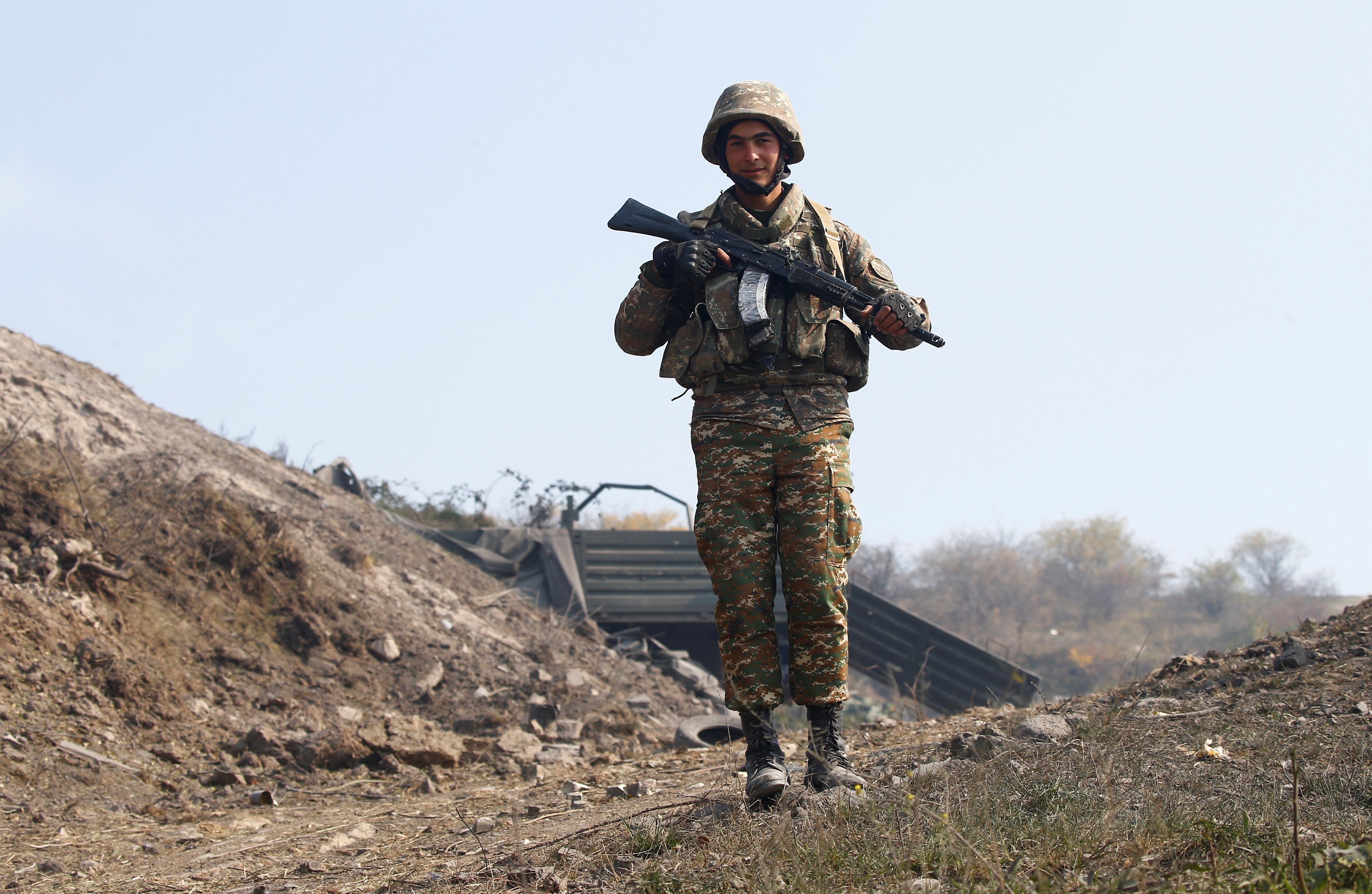 An Ethnic Armenian soldier walks