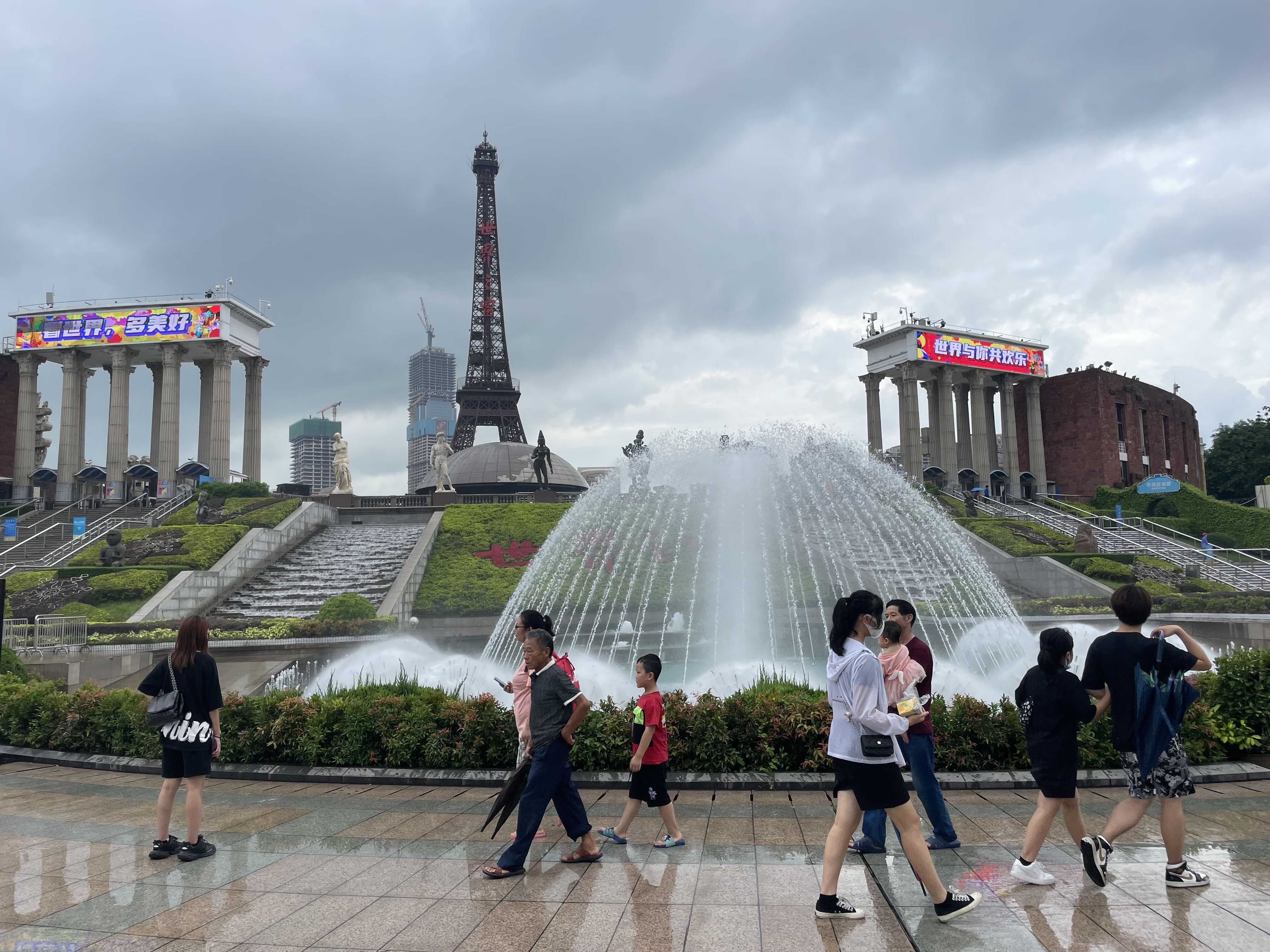 Shenzhen’s Window of the World, a popular theme park with miniature versions of famous attractions from around the globe, is largely deserted now compared to 2019, when it attracted around four million visitors, according to the Themed Entertainment Association [Photo courtesy of Michael Standaert]