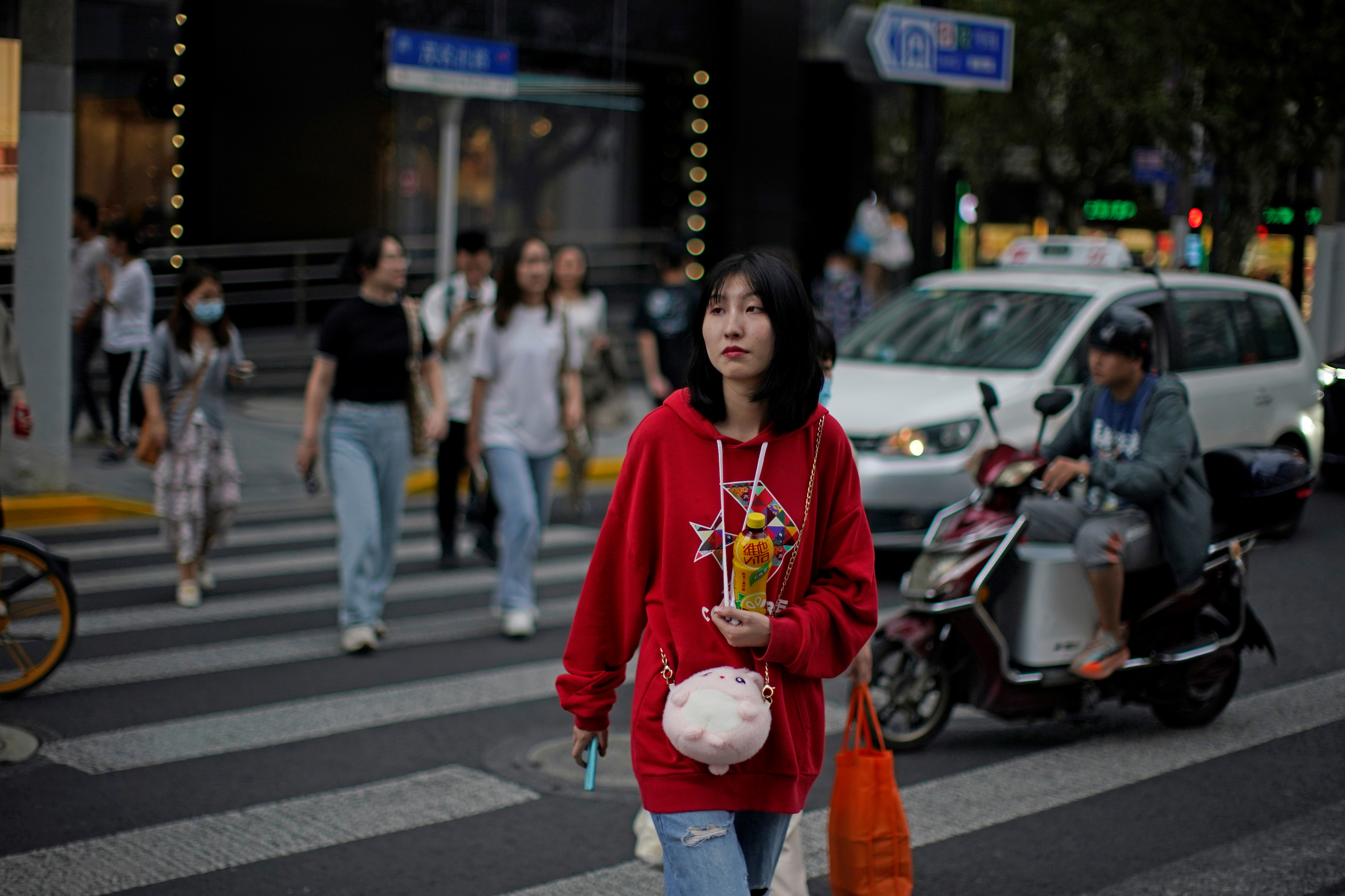 Woman on the street in Shanghai
