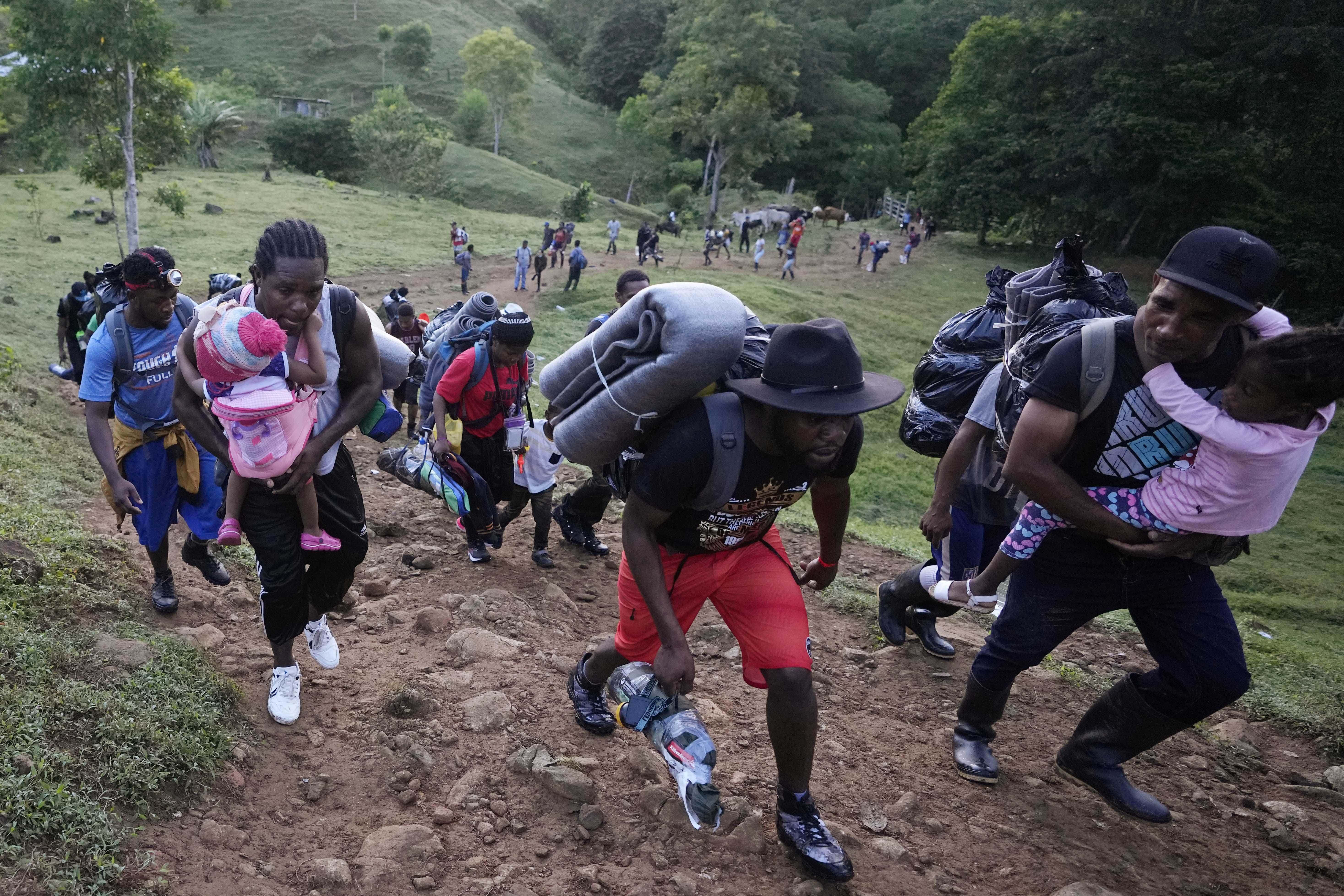 Migrants trek near Acandi, Colombia