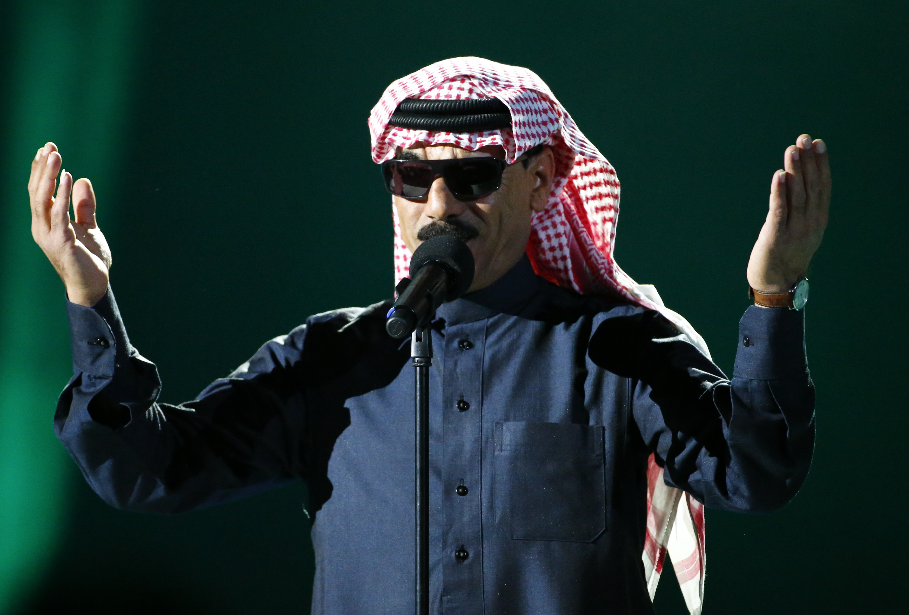 Syrian musician Omar Souleyman performs during the Nobel Peace Prize concert in Oslo December 11, 2013. The Organisation for the Prohibition of Chemical Weapons (OPCW), a Hague-based global chemical weapons watchdog working to eliminate chemical arms stockpiles around the battlefields of Syria's civil war won the 2013 Nobel Peace Prize in October. REUTERS/Tobias Schwarz (NORWAY - Tags: SOCIETY ENTERTAINMENT)