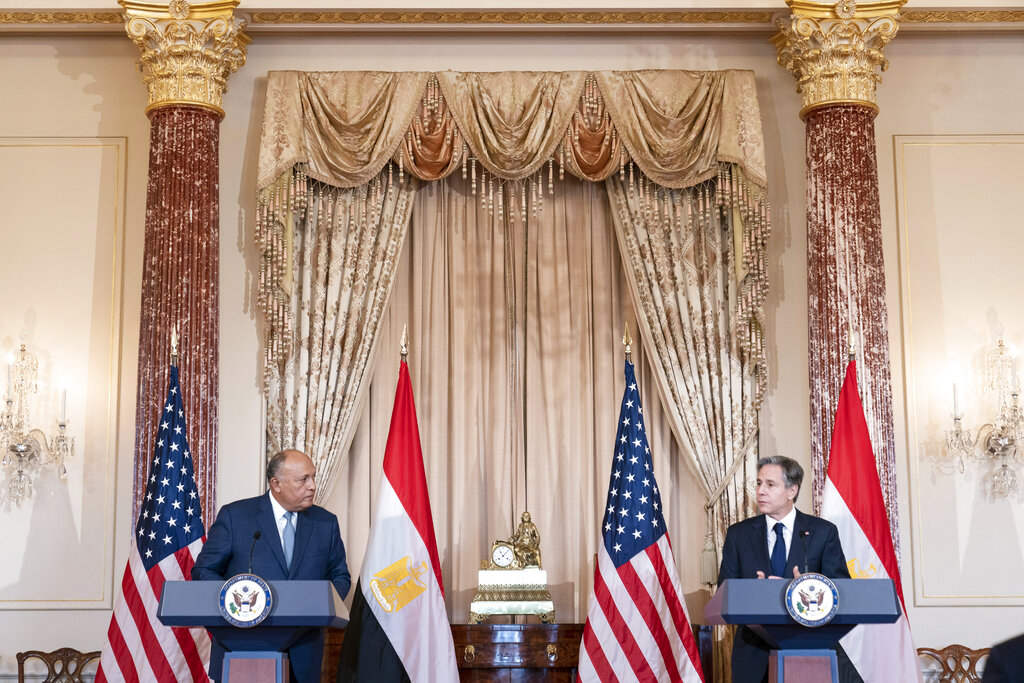 Secretary of State Antony Blinken with Egyptian Foreign Minister Sameh Shoukry