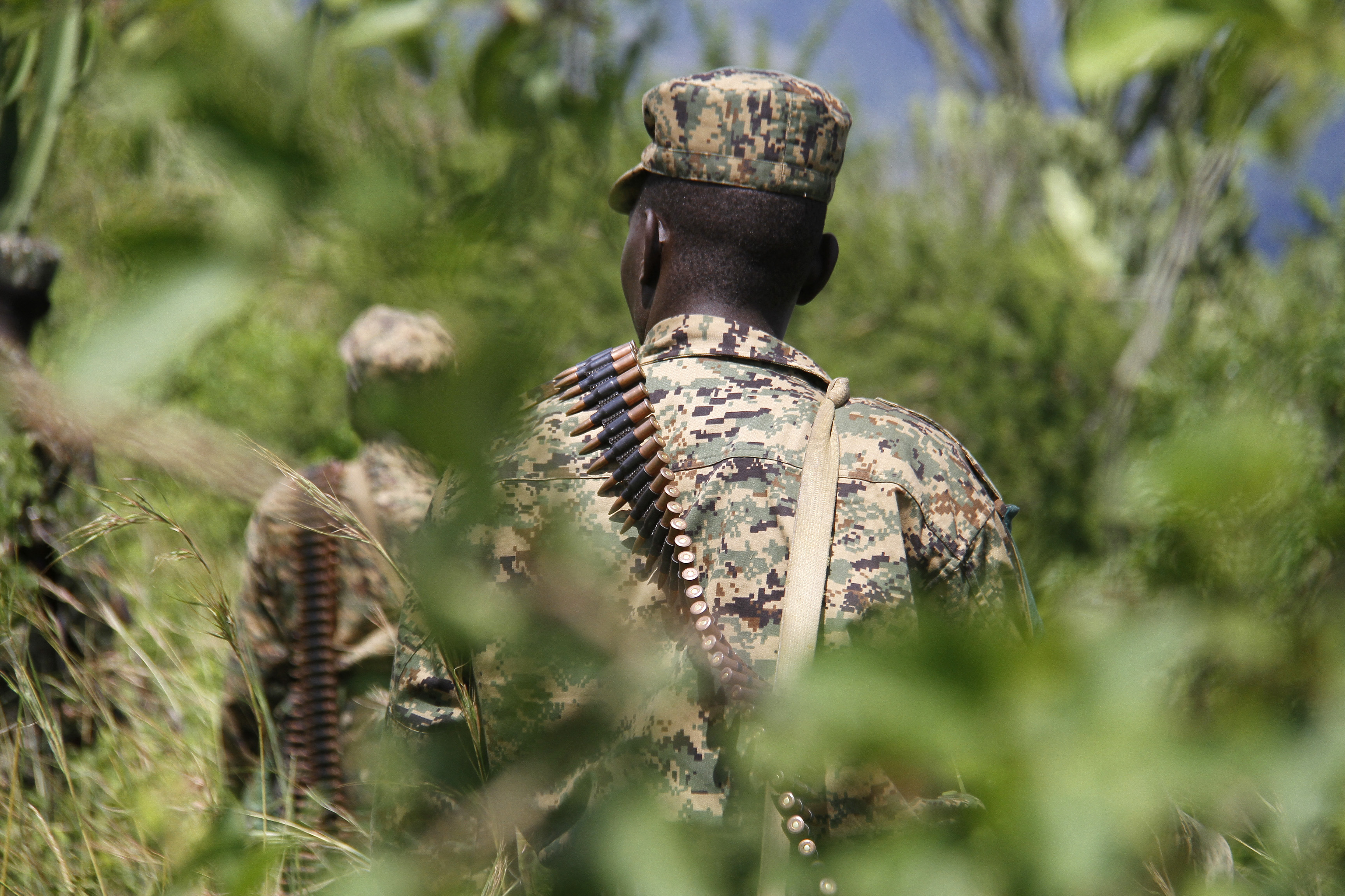 Military personnel patrol on November 29, 2016 in Kasese, Uganda