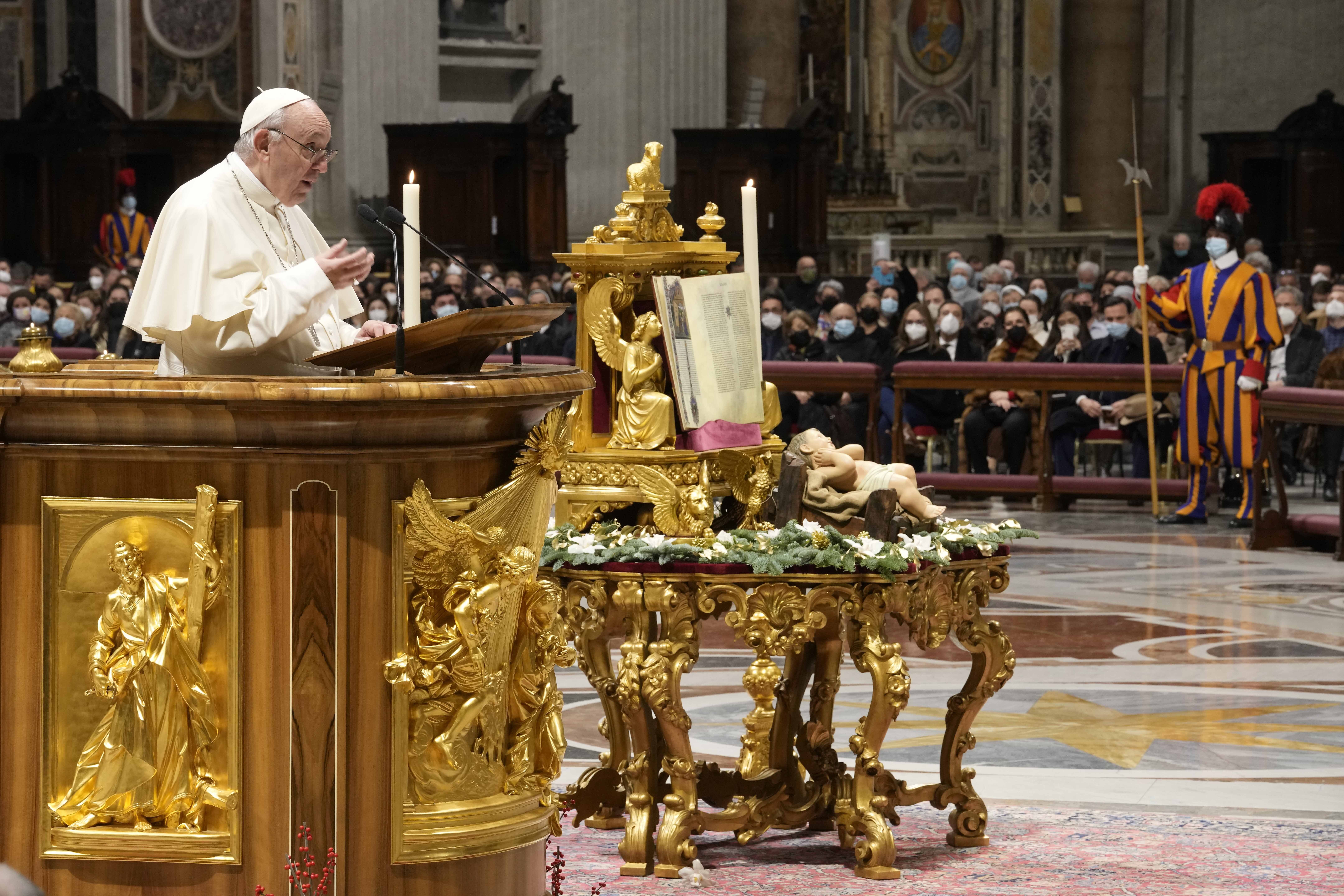 Pope Francis delivers mass in St Peter's Basilica at The Vatican