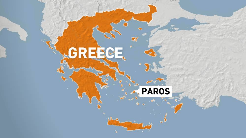 Map showing Paros, Greece