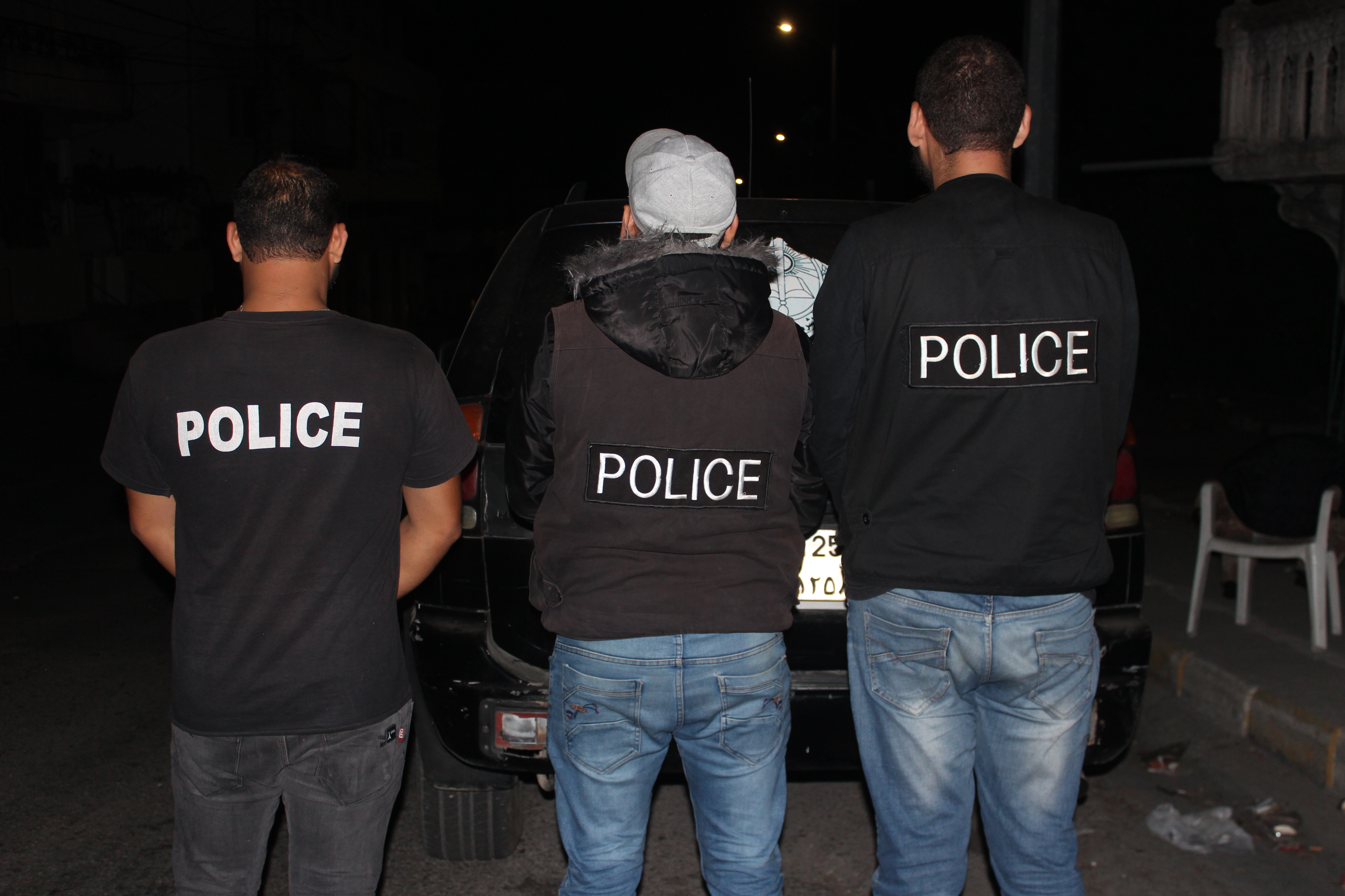 Walid, Maher and Abdullah are proud to be part of Halba's town protectors [Jacob Boswall/Al Jazeera]