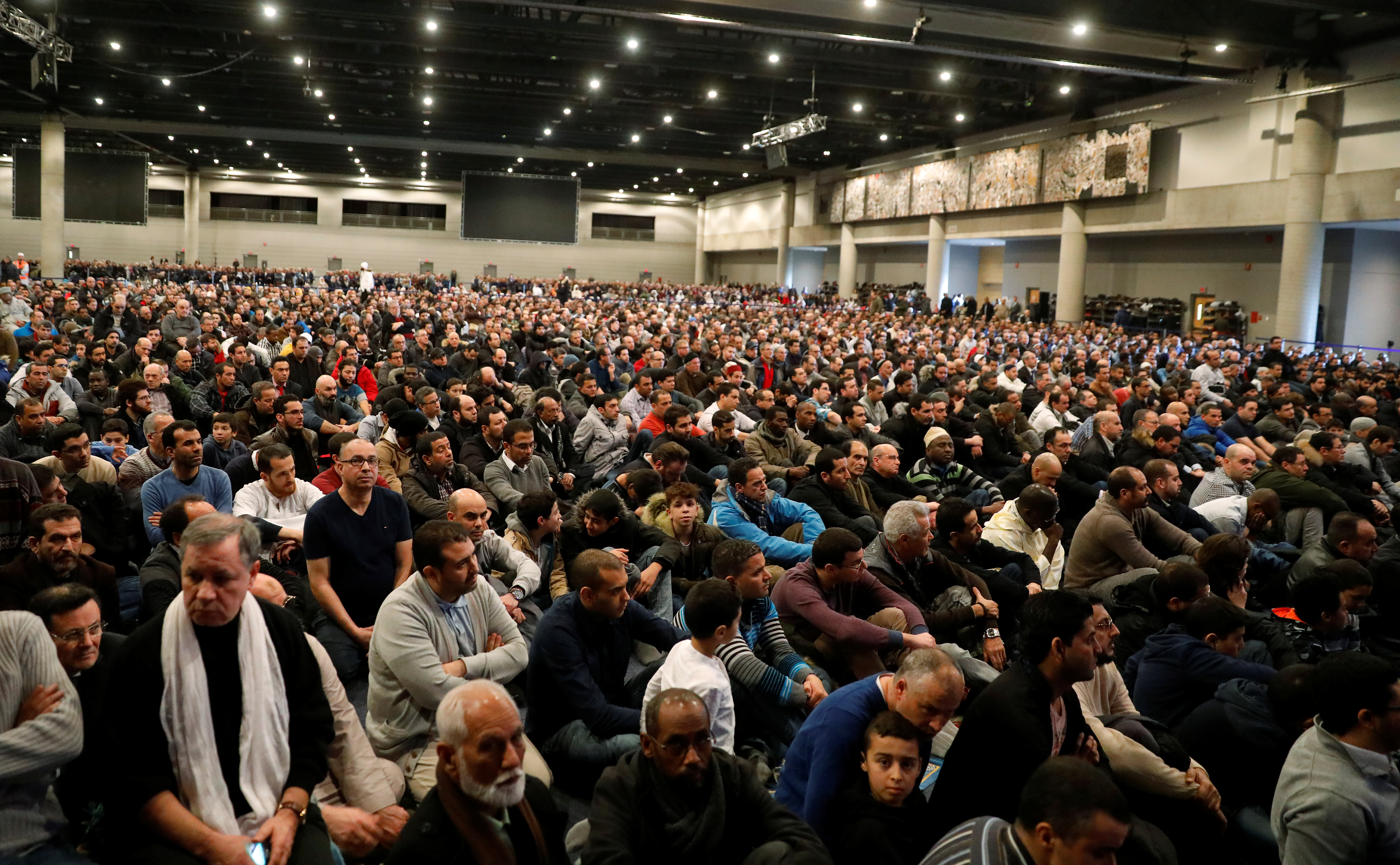 A huge crowd of mourners gathered for funeral services for the Quebec City mosque shooting victims