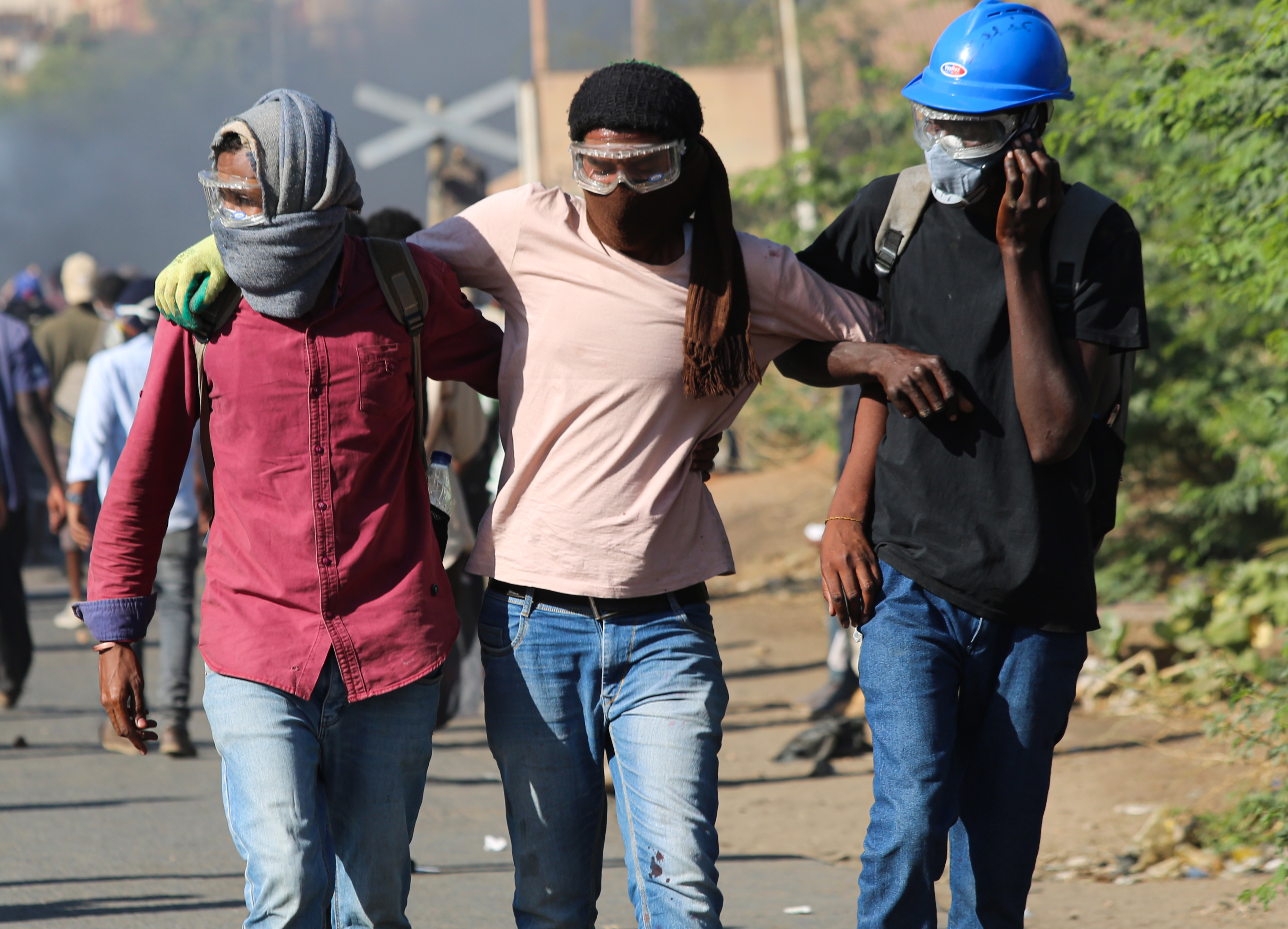 People continue protests demanding the restoration of civilian rule in Khartoum, Sudan on January 24, 2022.