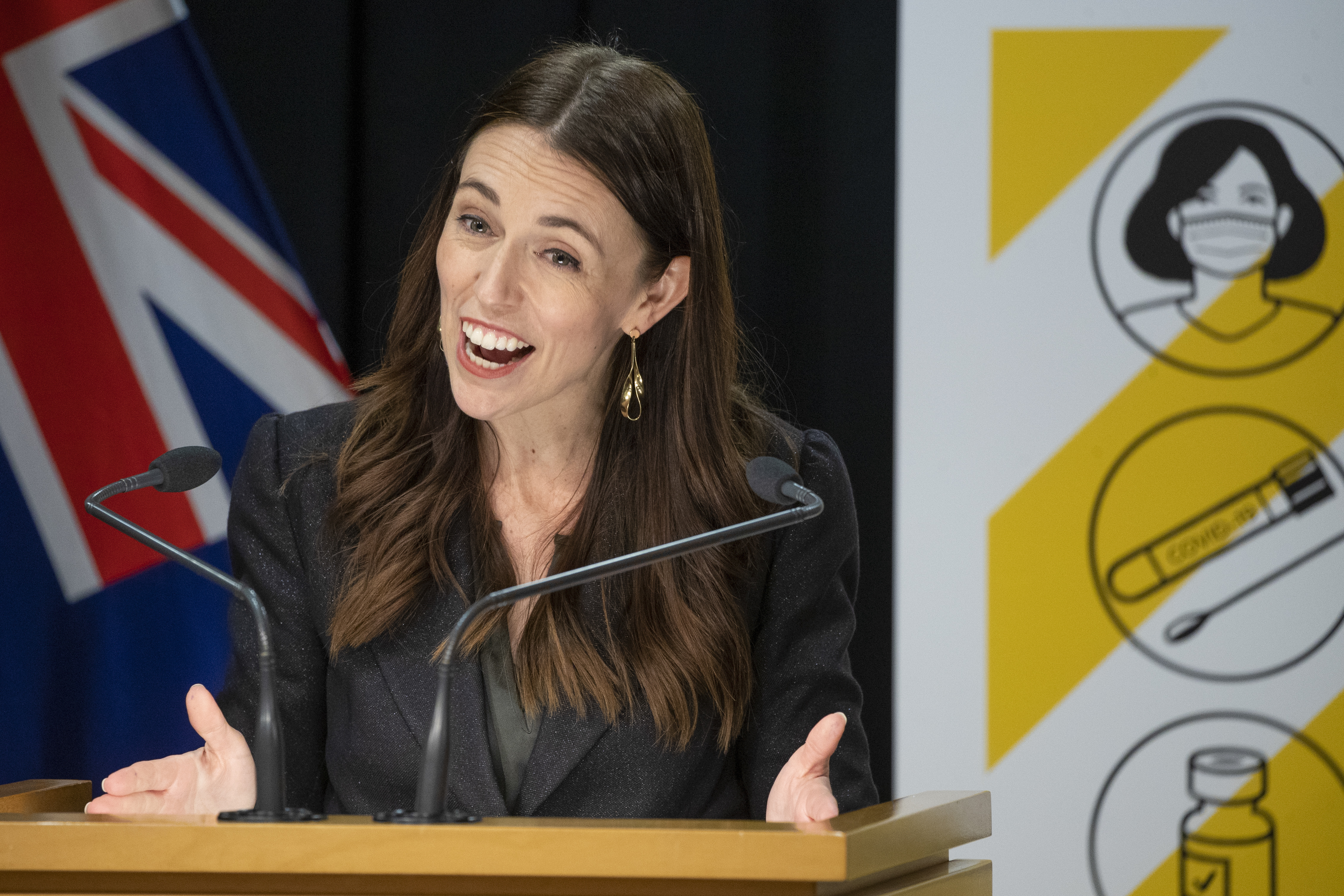 New Zealand Prime Minister Jacinda Ardern addresses a post Cabinet press conference at Parliament in Wellington