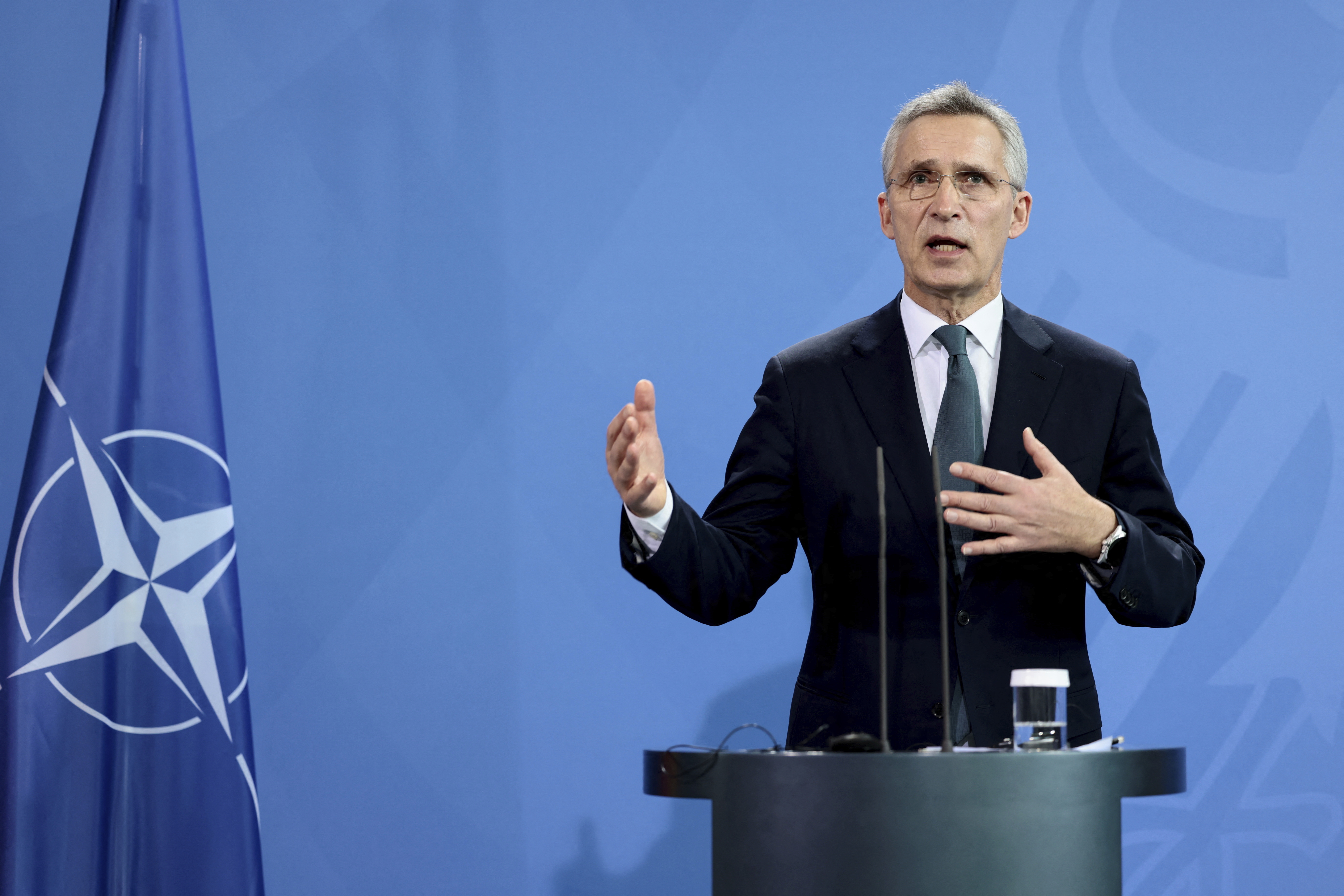 NATO Secretary General Jens Stoltenberg speaks during a news conference