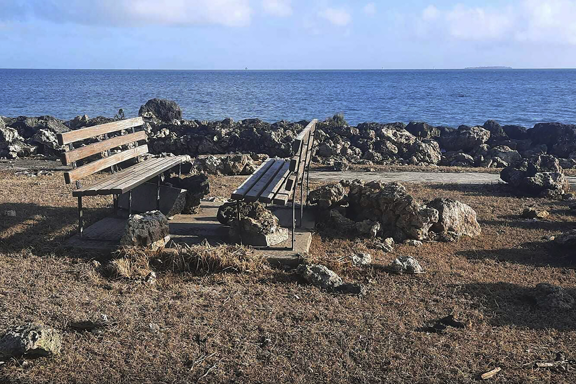 Damaged area in Nuku'alofa, Tonga, following Saturday's volcanic eruption near the Pacific archipelago.