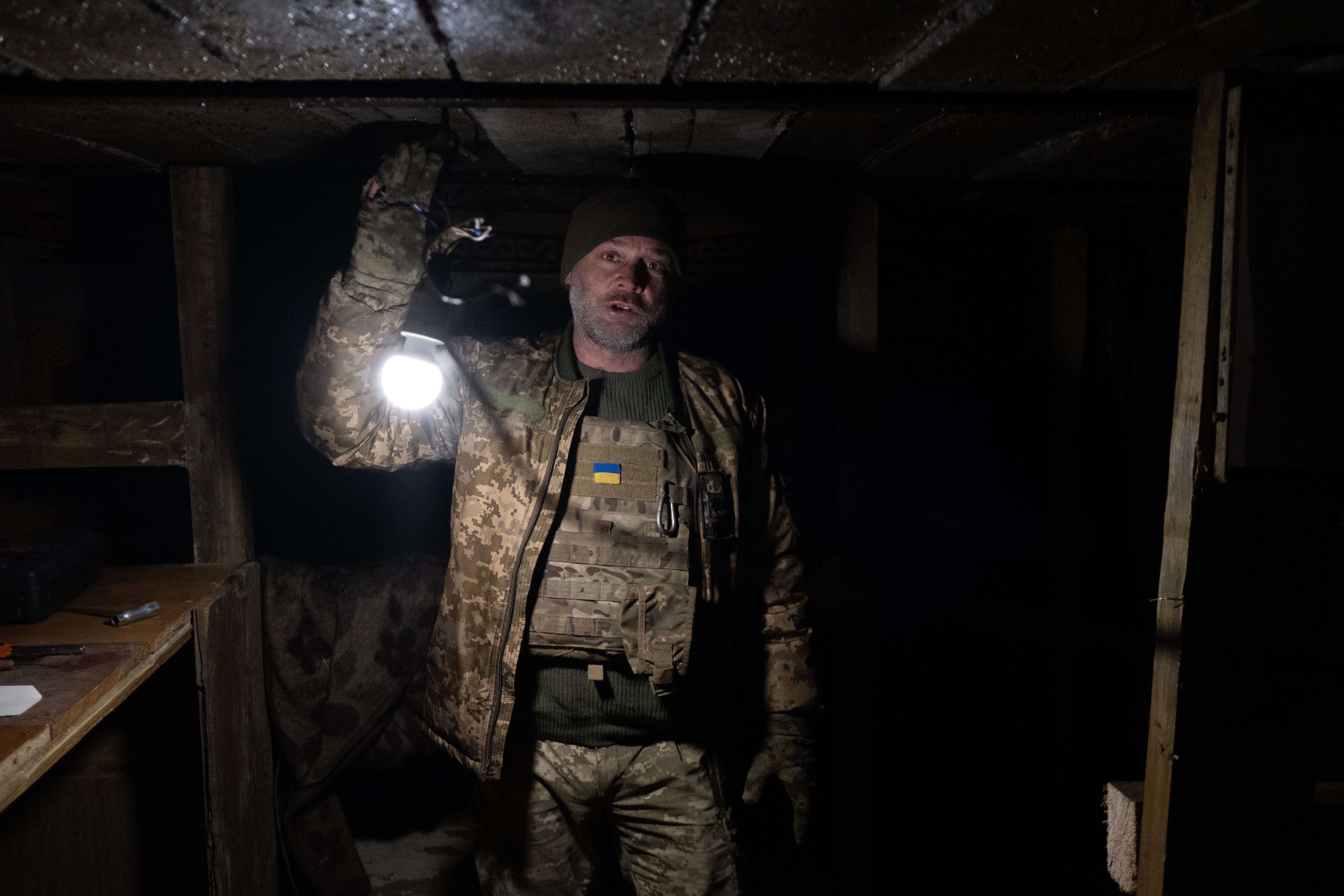 Krim in a newly dug section of the trenches.