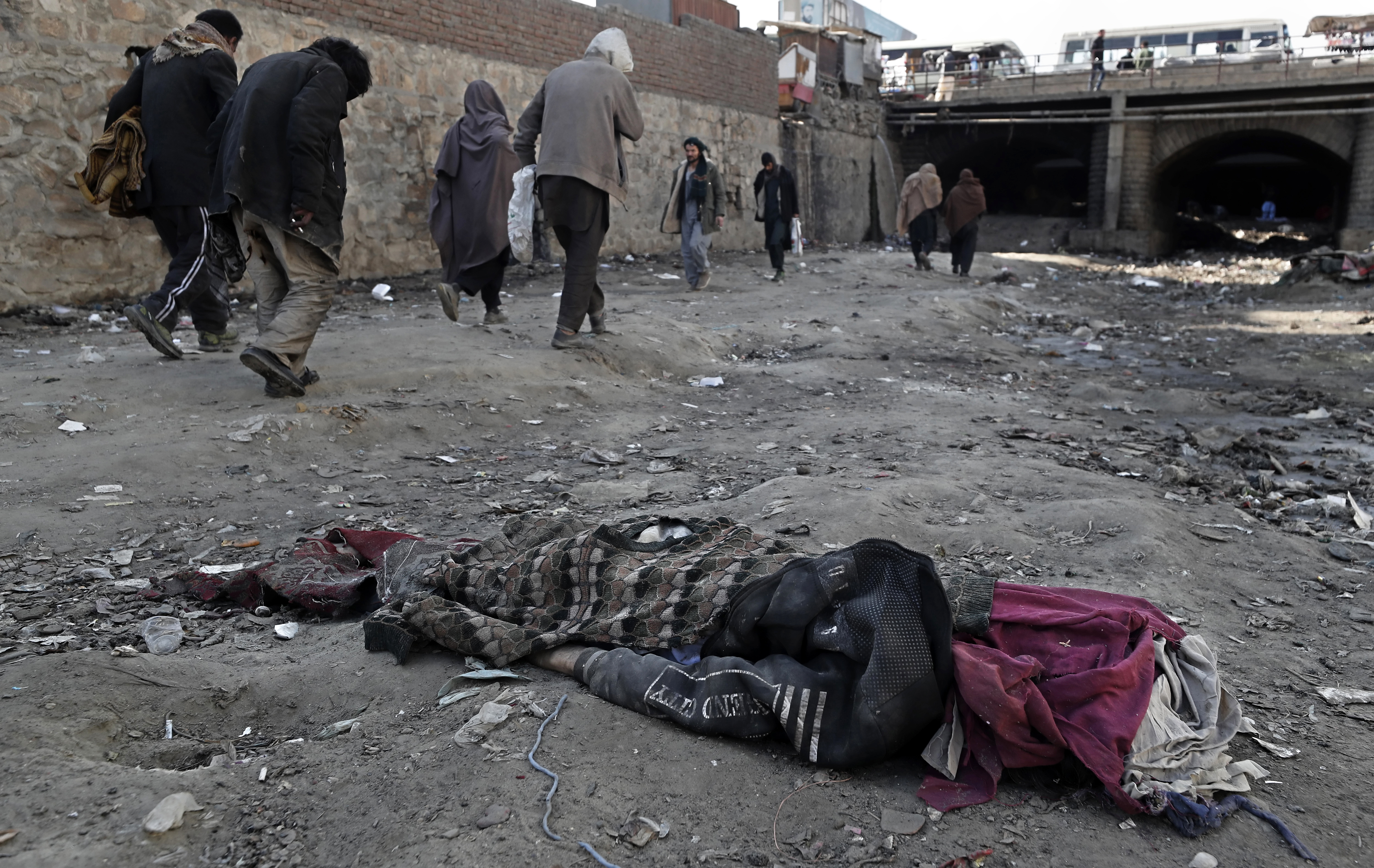 Homeless Afghans addicted to drugs in Kabul, Afghanistan
