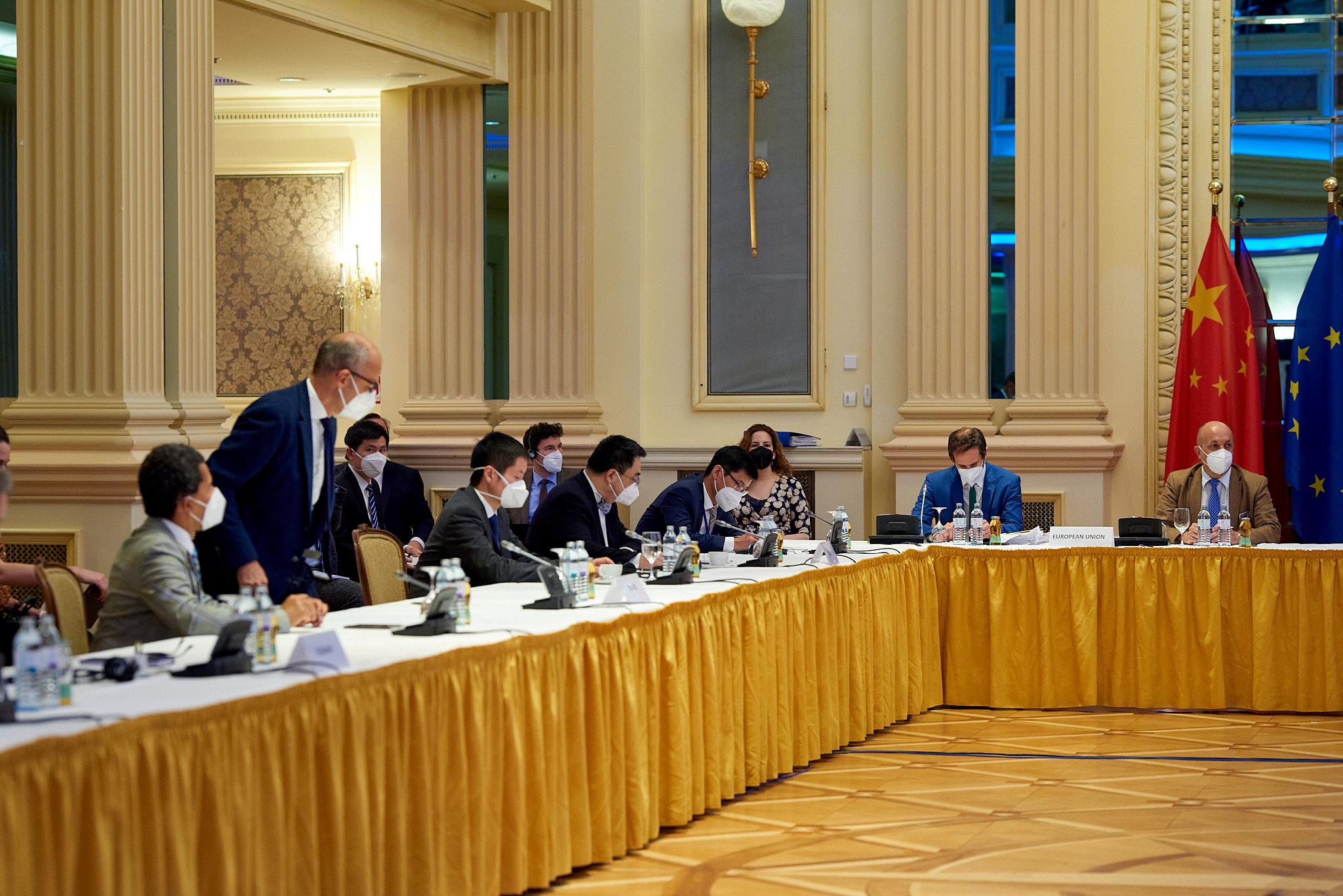 Ambassador of the Permanent Mission of the People's Republic of China to the United Nations, Wang Qun, waits for the start of talks on reviving the 2015 Iran nuclear deal in Vienna.
